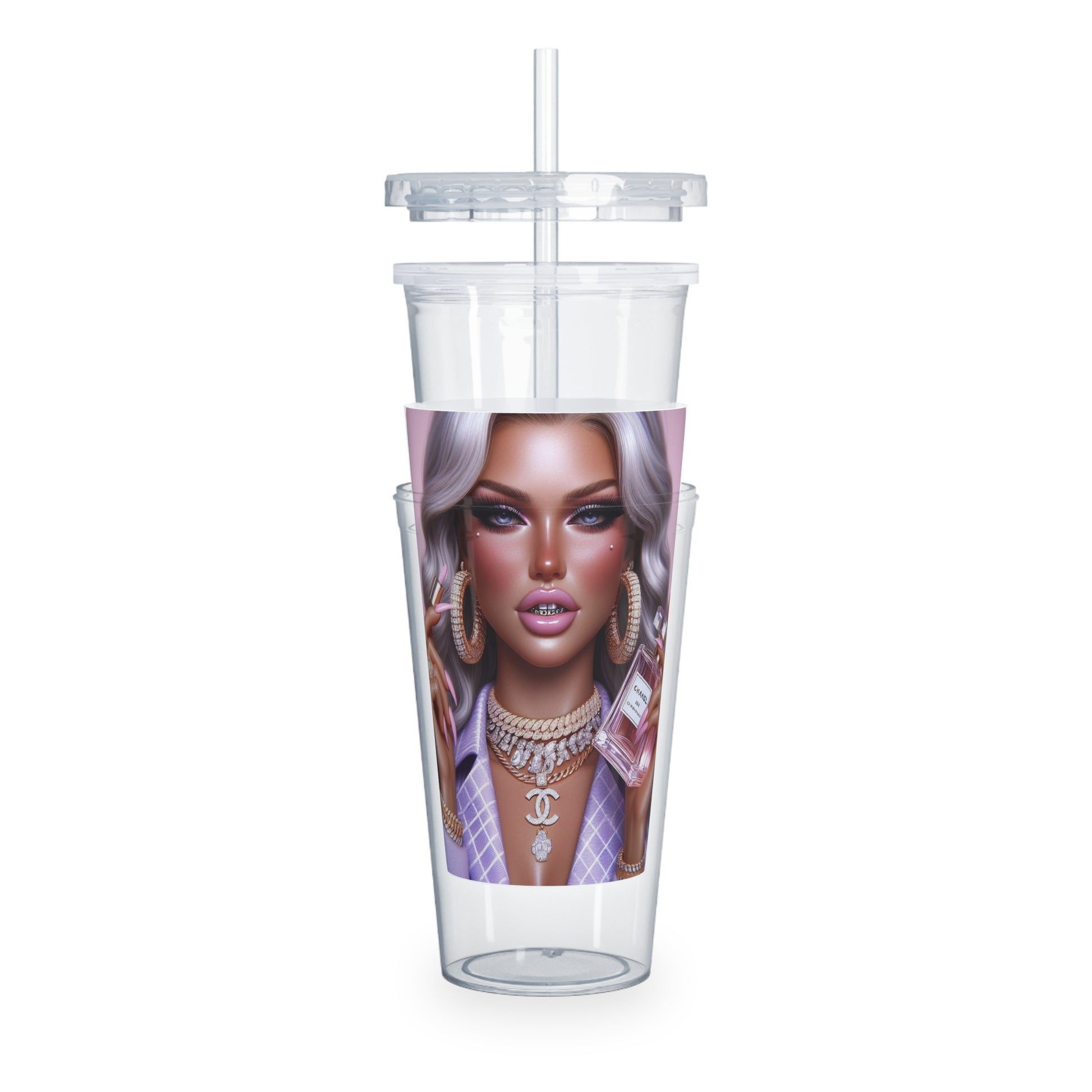 Chanel Please Tumbler with Straw Mug Printify