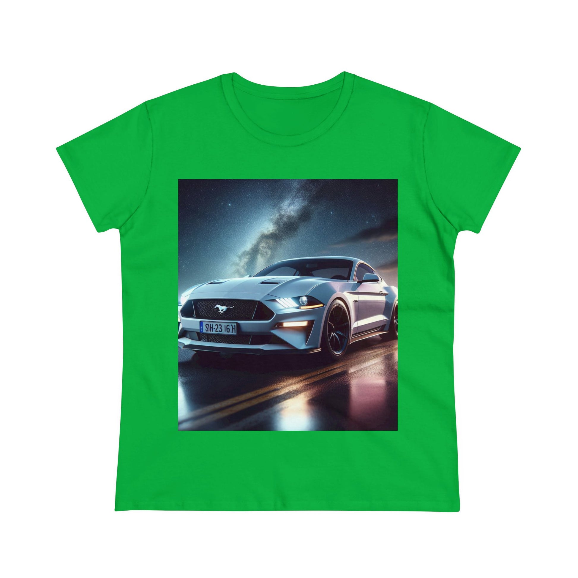 White Mustang T-Shirt T-Shirt Printify Irish Green S