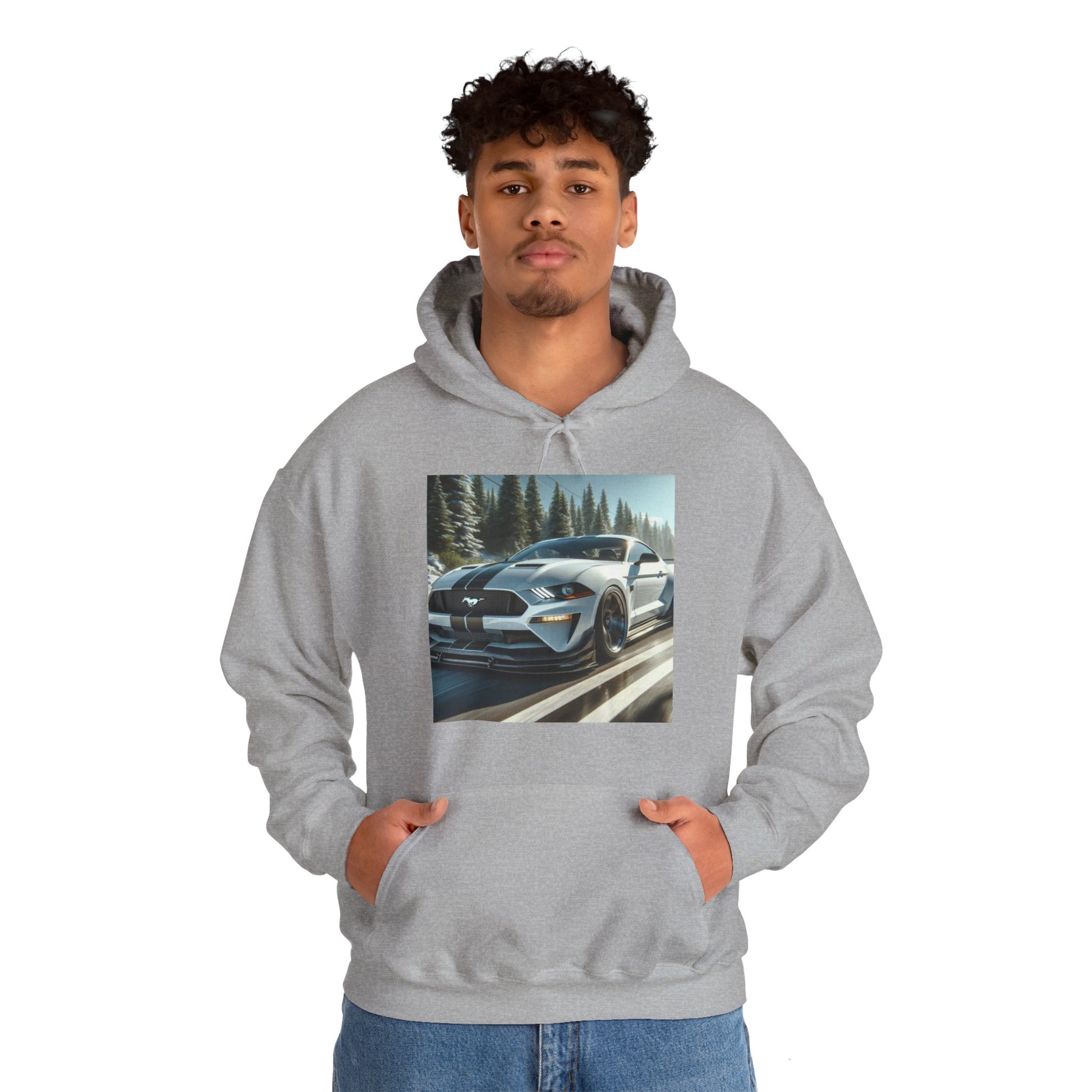 White Mustang Hoodie Hoodie Printify