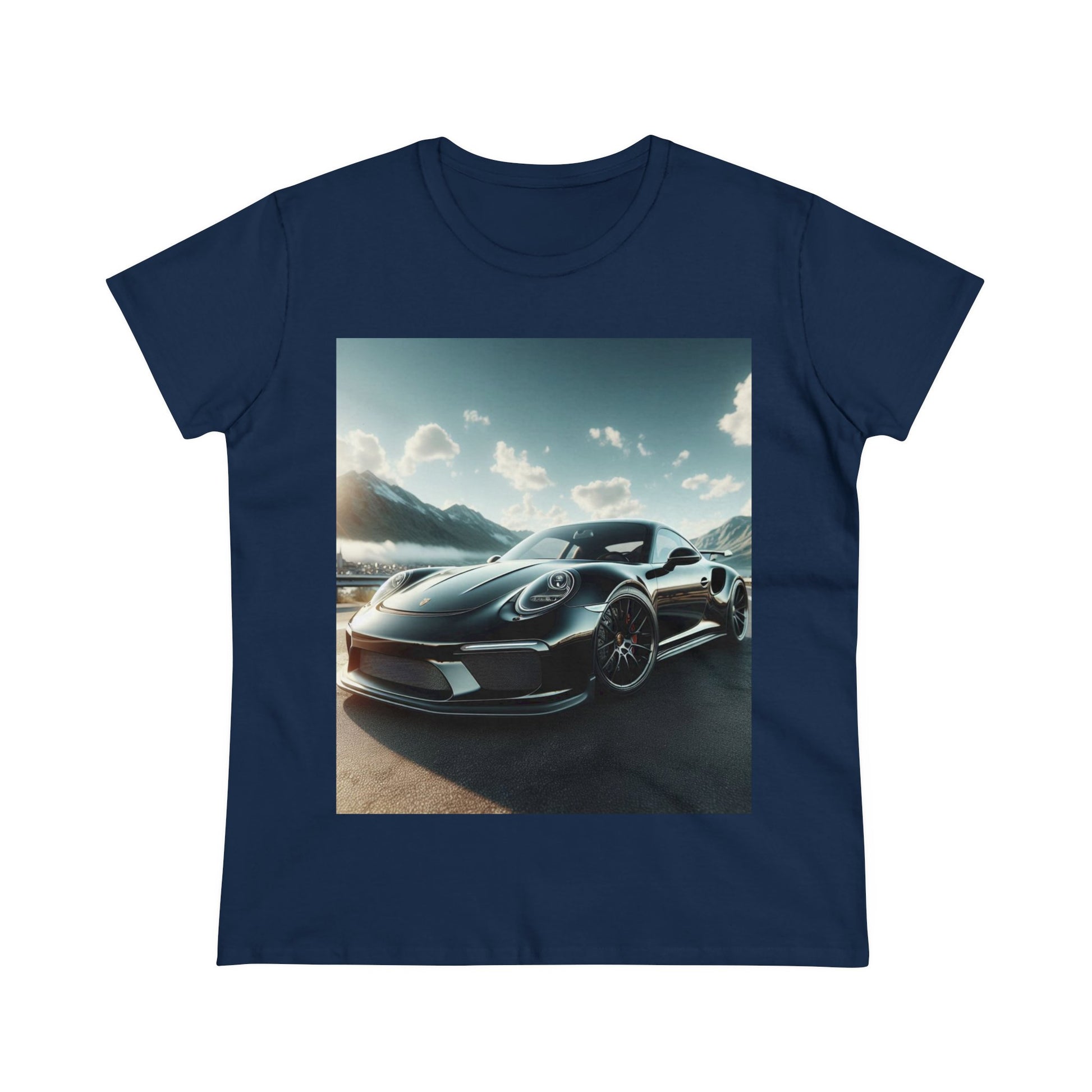Black Porsche T-Shirt T-Shirt Printify Navy S