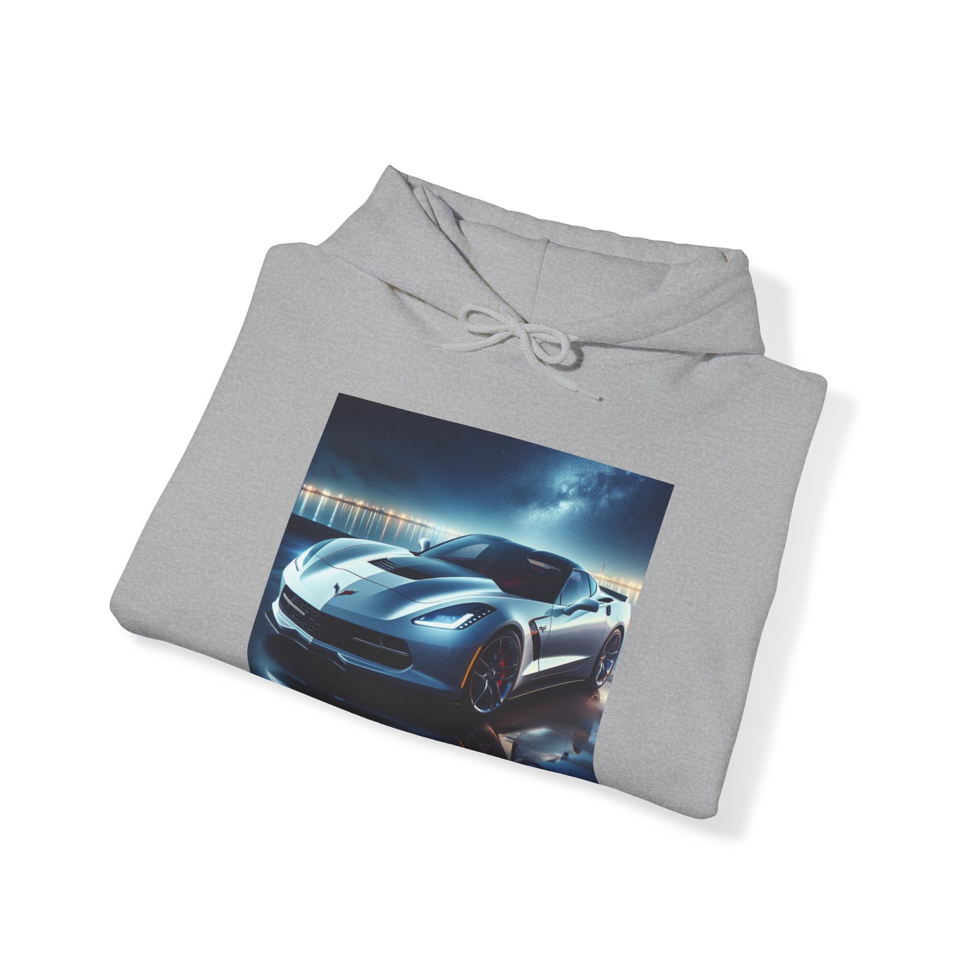 White Corvette Hoodie Hoodie Printify