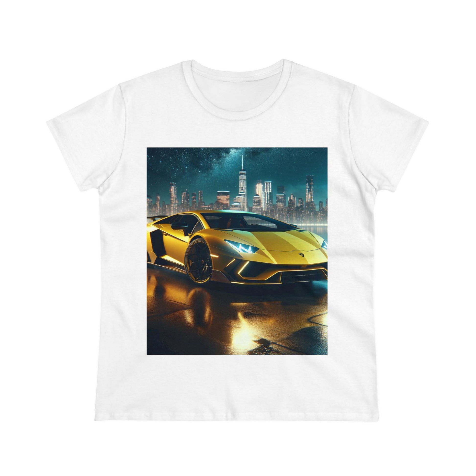 Yellow Lamborghini T-Shirt T-Shirt Printify White S