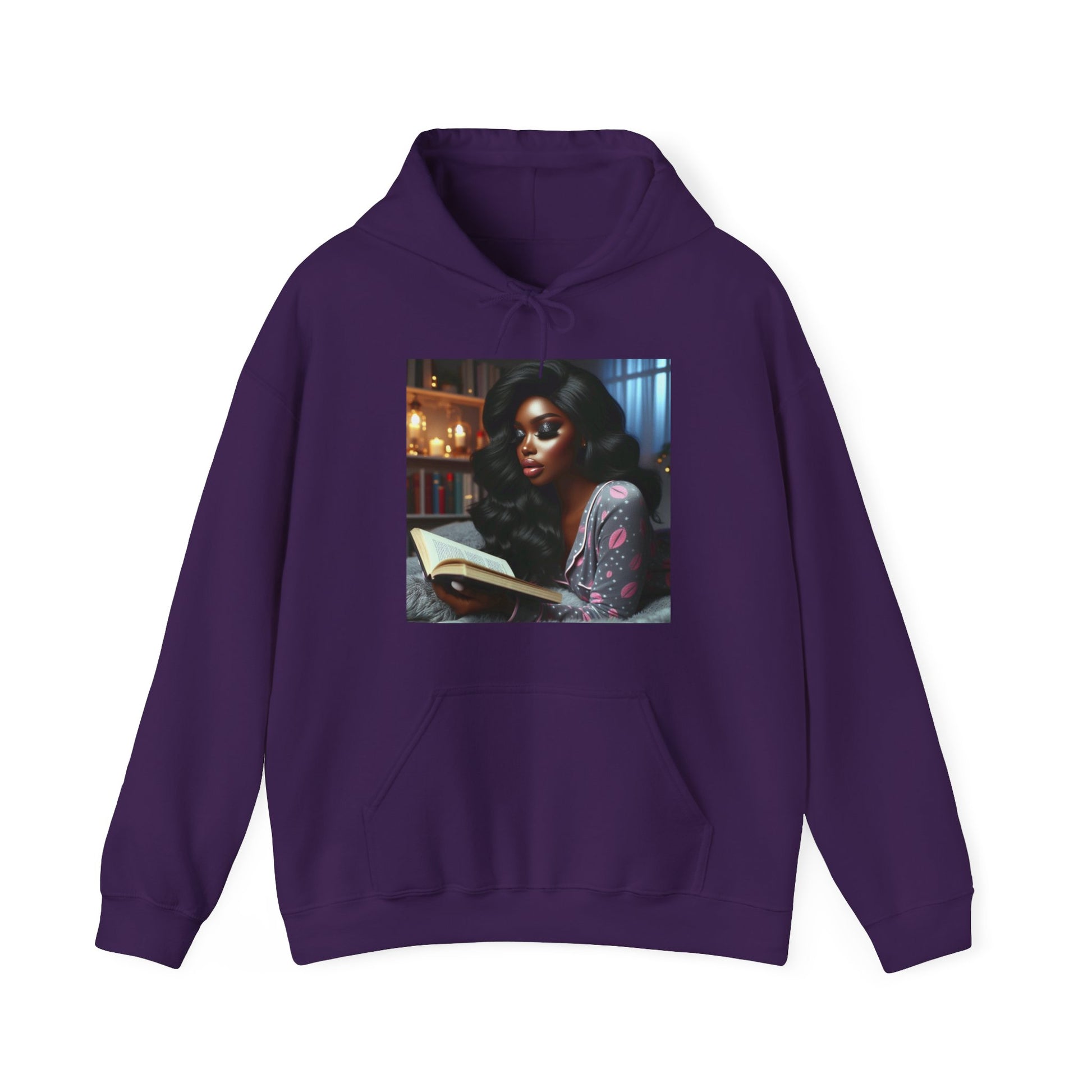 Late Night Book Hoodie Hoodie Printify Purple S