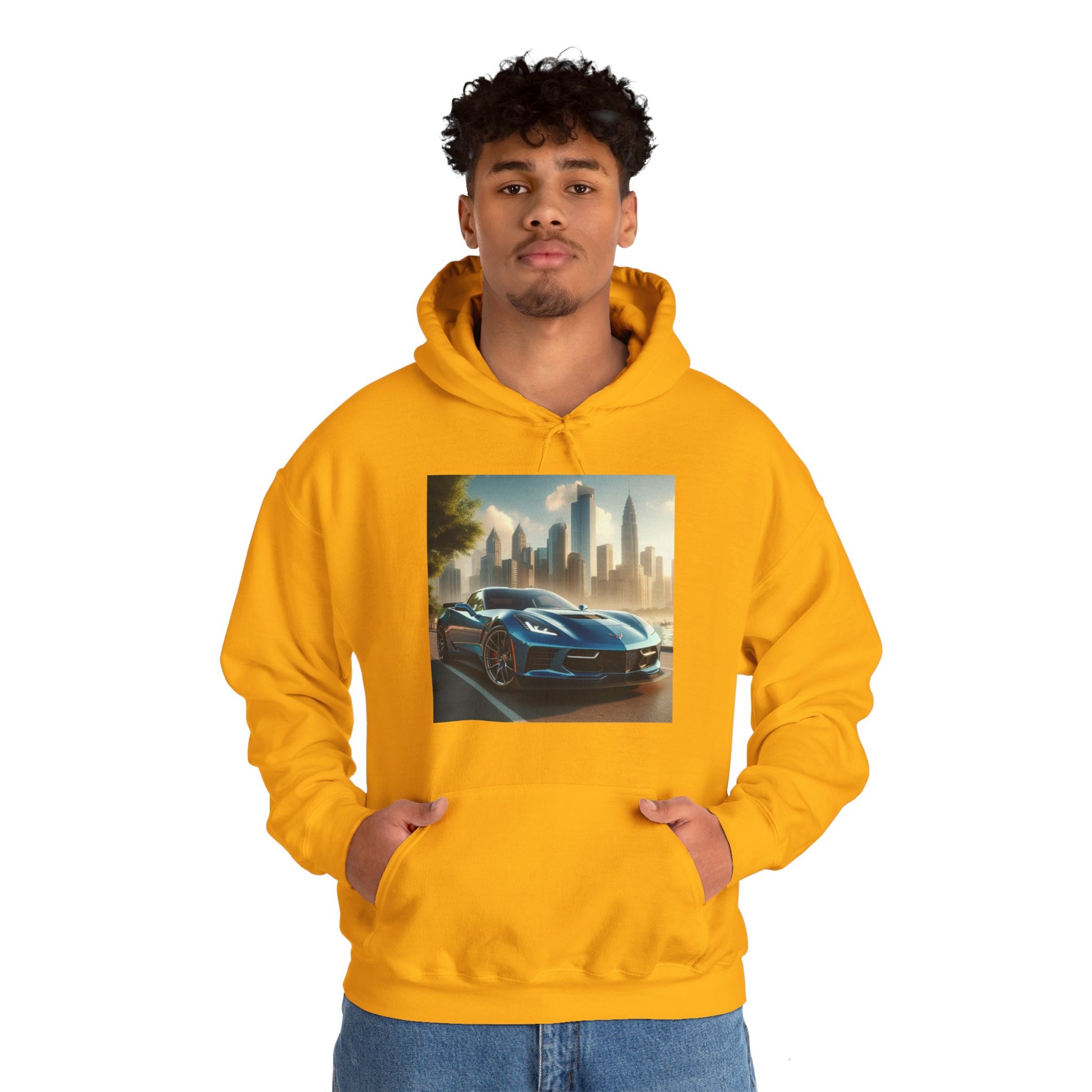 Blue Corvette Hoodie Hoodie Printify