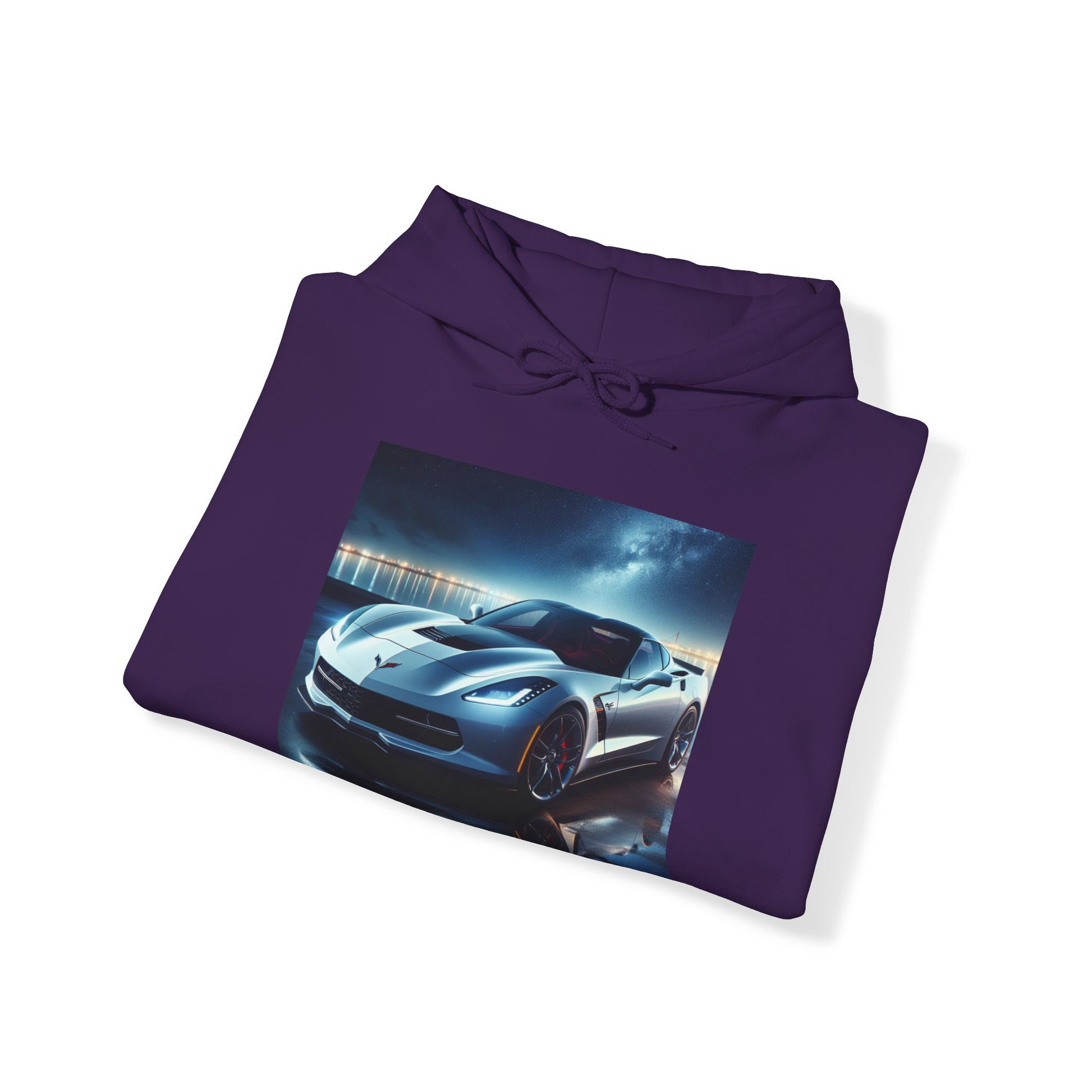 White Corvette Hoodie Hoodie Printify