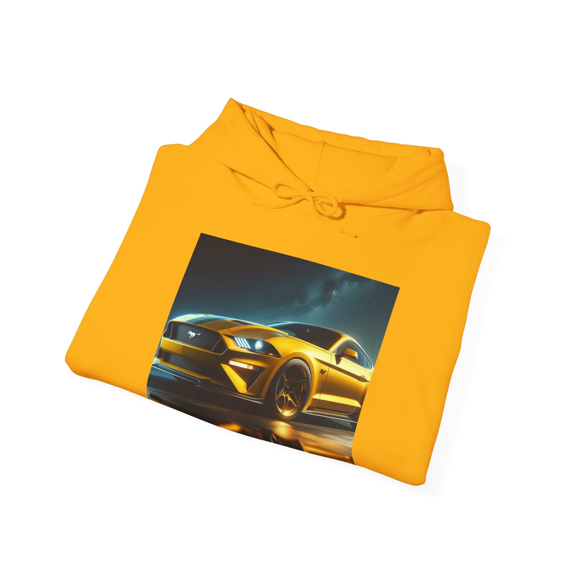 Yellow Mustang Hoodie Hoodie Printify