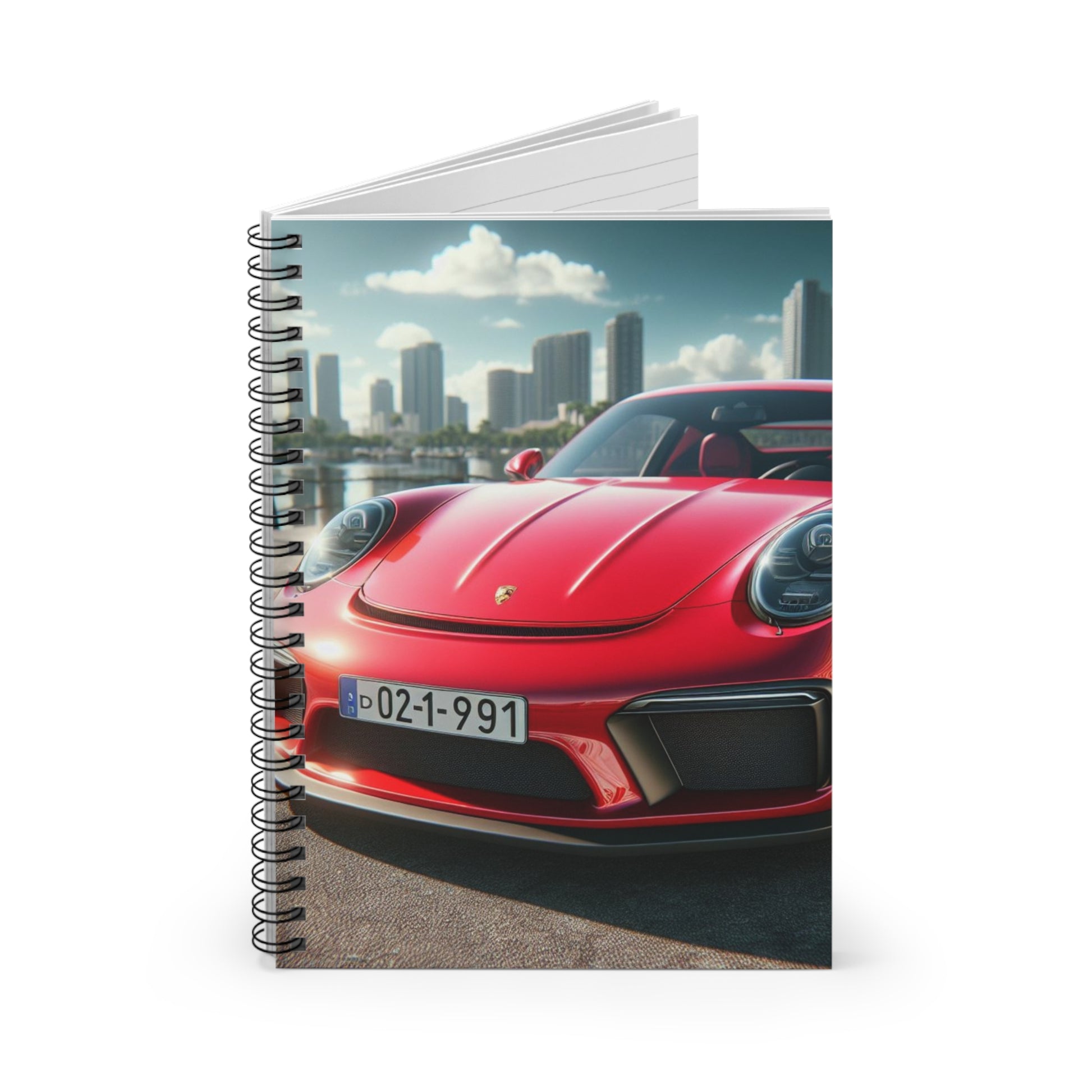 Red Porsche Spiral Notebook Paper products Printify