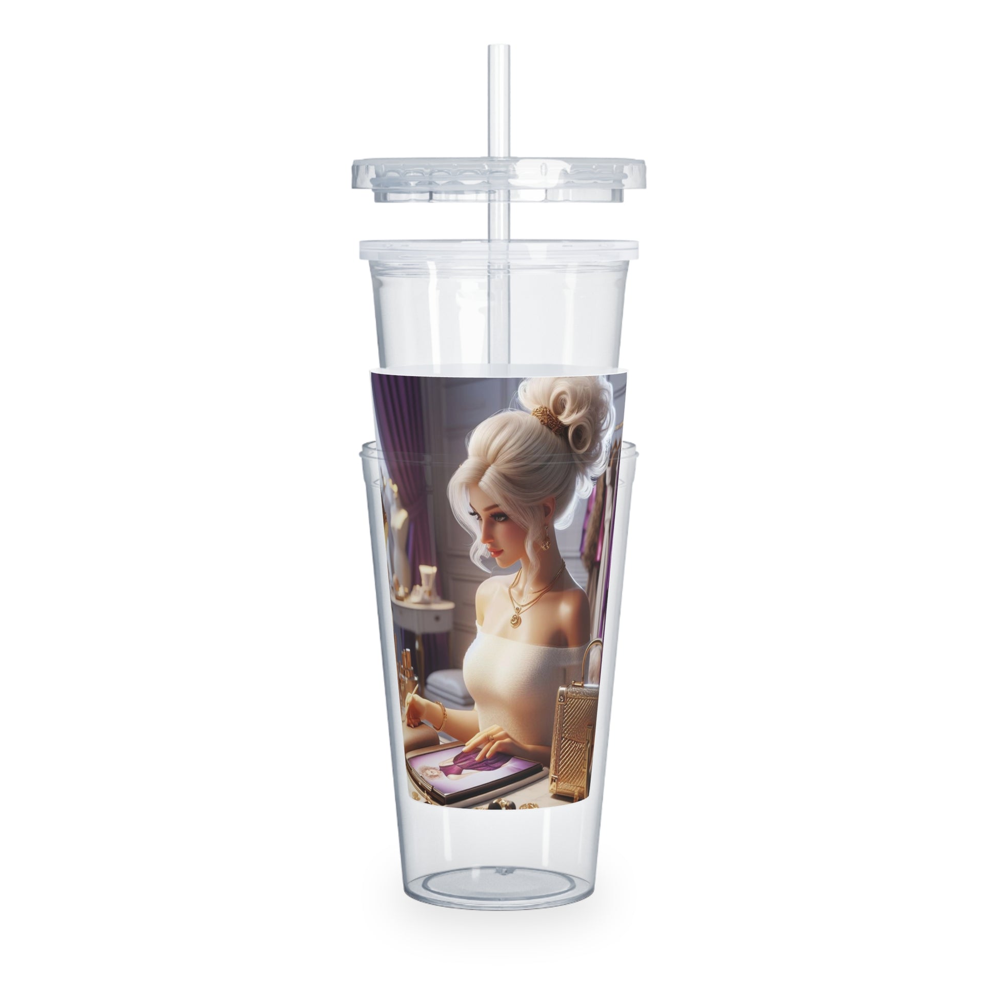 Fashion and Beauty Tumbler with Straw Mug Printify