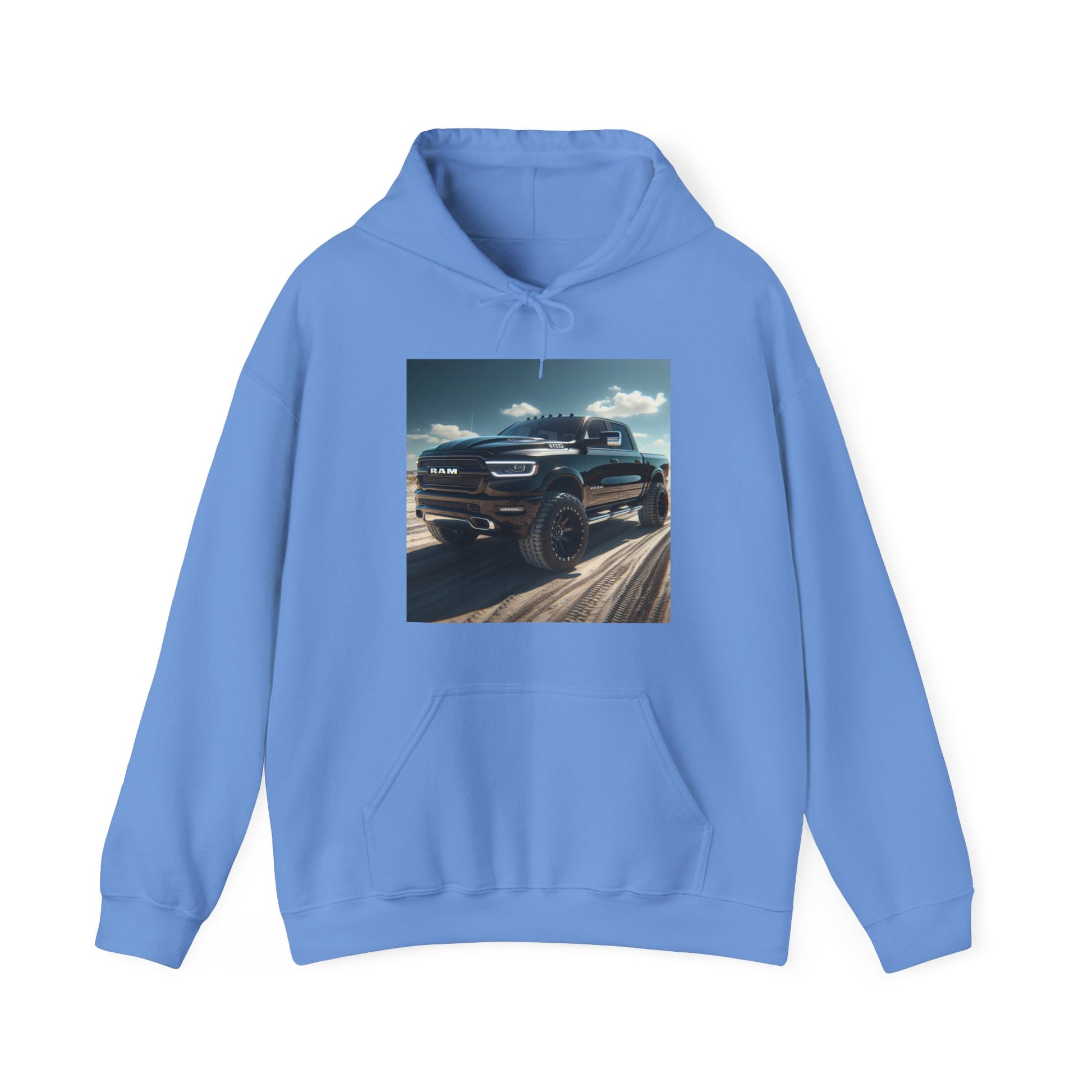 Black Dodge Ram Hoodie Hoodie Printify Carolina Blue S
