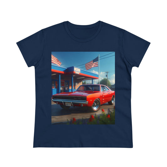 1970 Red Dodge Charger T-Shirt T-Shirt Printify Navy S