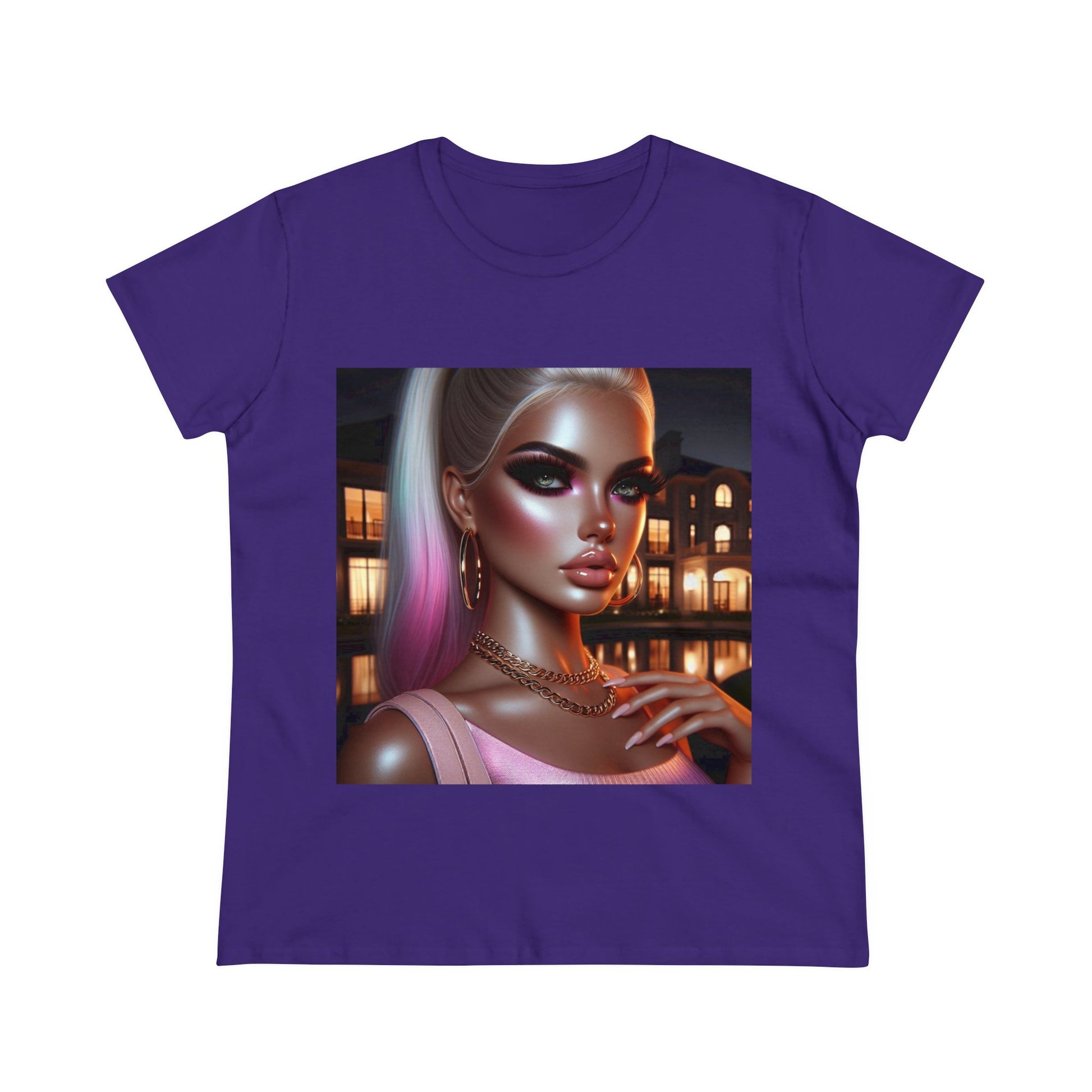 Pink at Night T-Shirt T-Shirt Printify Purple S