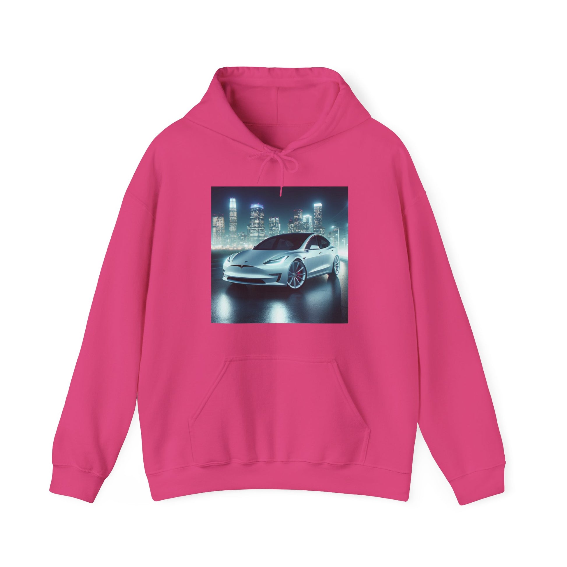 White Tesla Hoodie Hoodie Printify Heliconia S