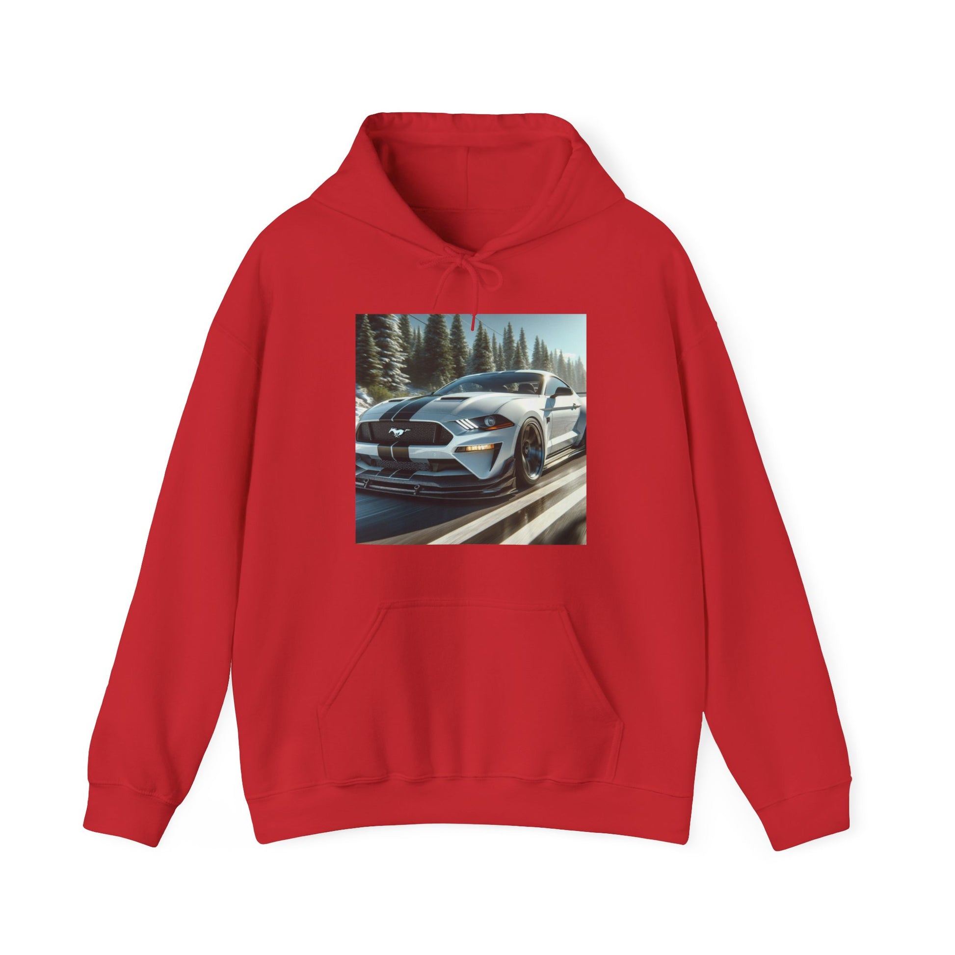 White Mustang Hoodie Hoodie Printify Red S