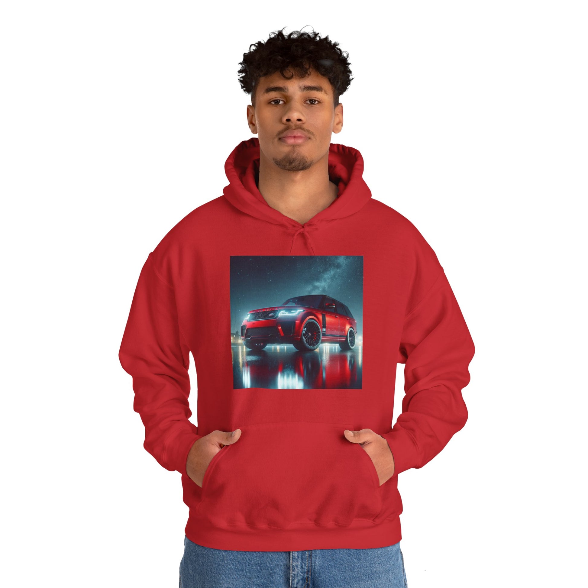 Red Range Rover Hoodie Hoodie Printify