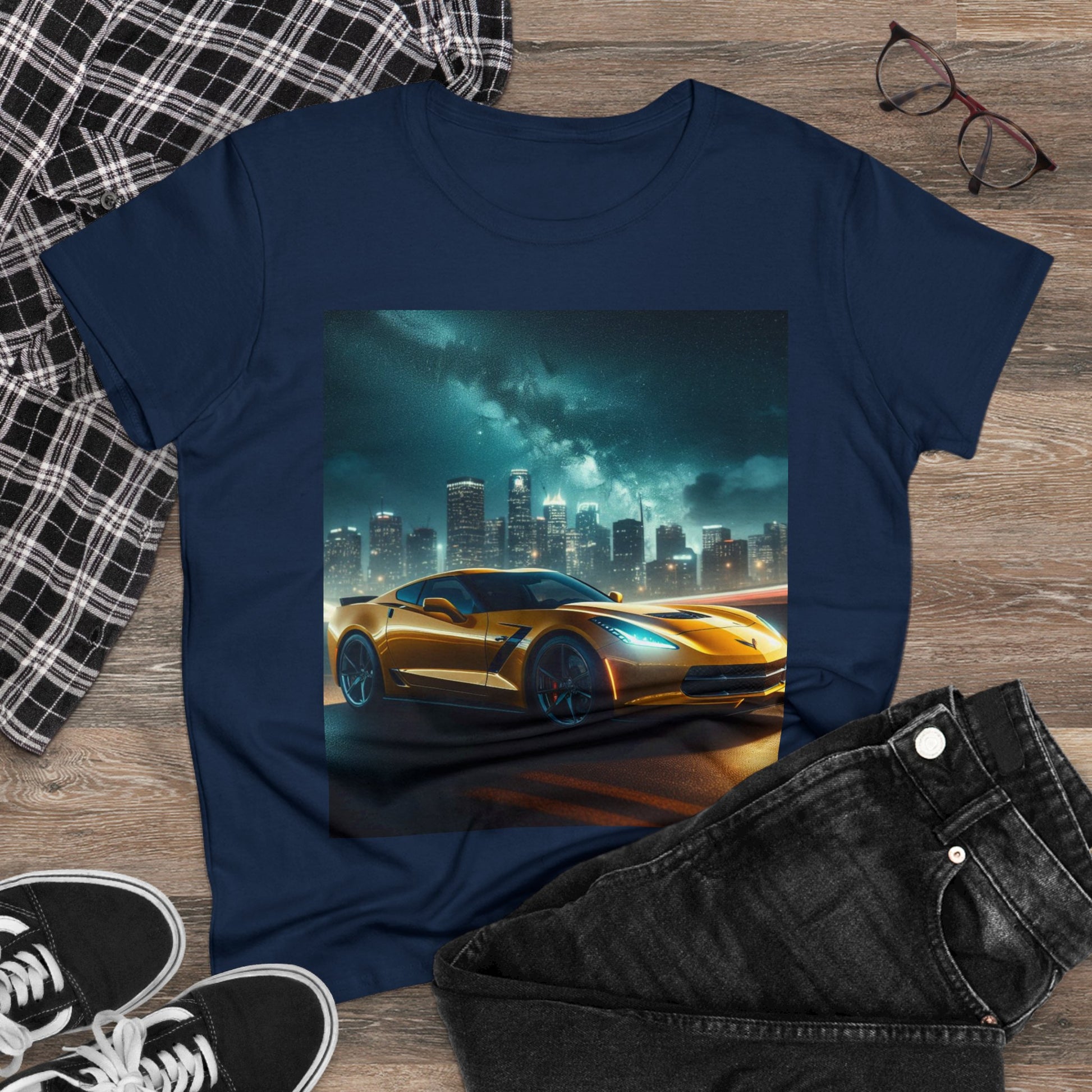 Yellow Corvette T-Shirt T-Shirt Printify