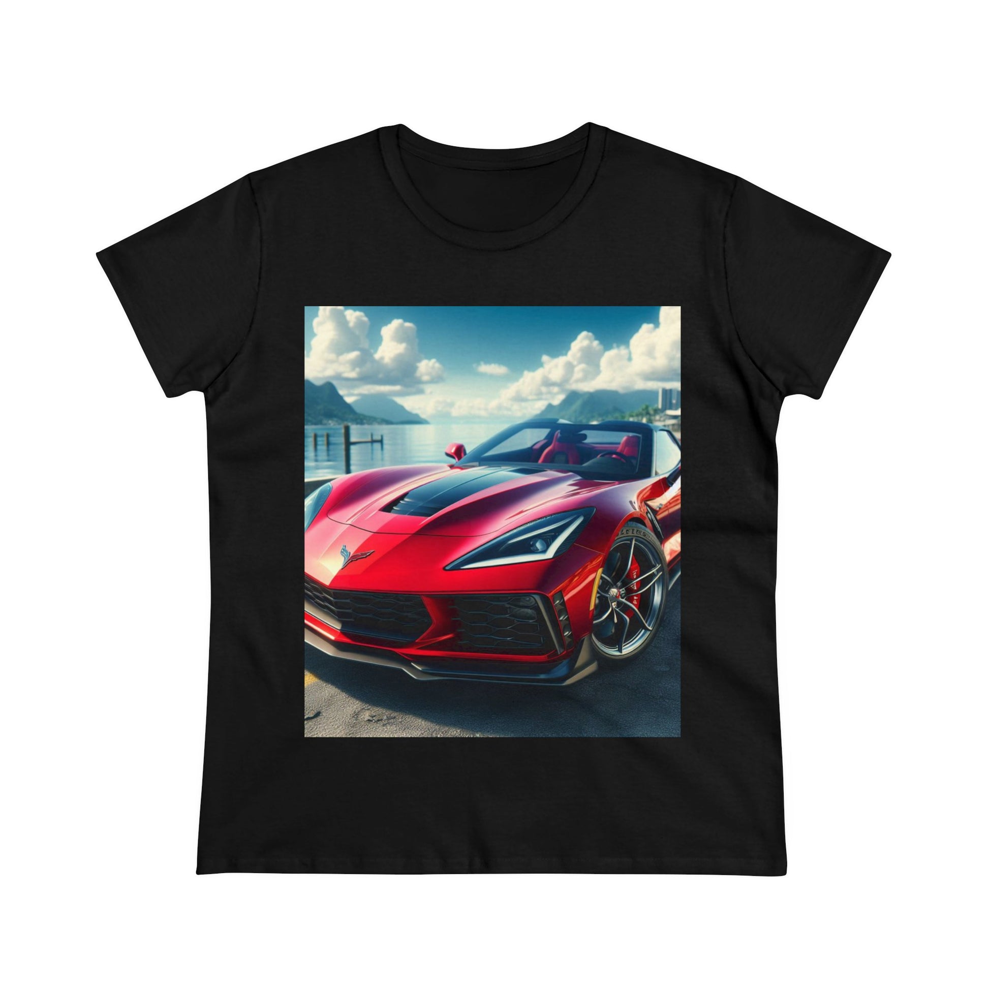 Red Corvette T-Shirt T-Shirt Printify Black S