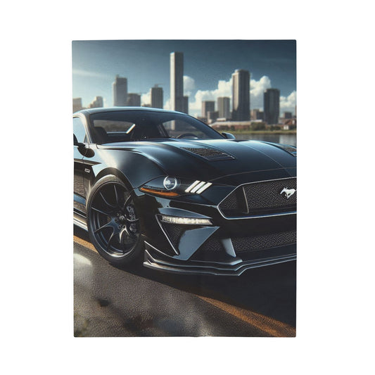 Black Mustang Plush Blanket All Over Prints Printify 30" × 40"