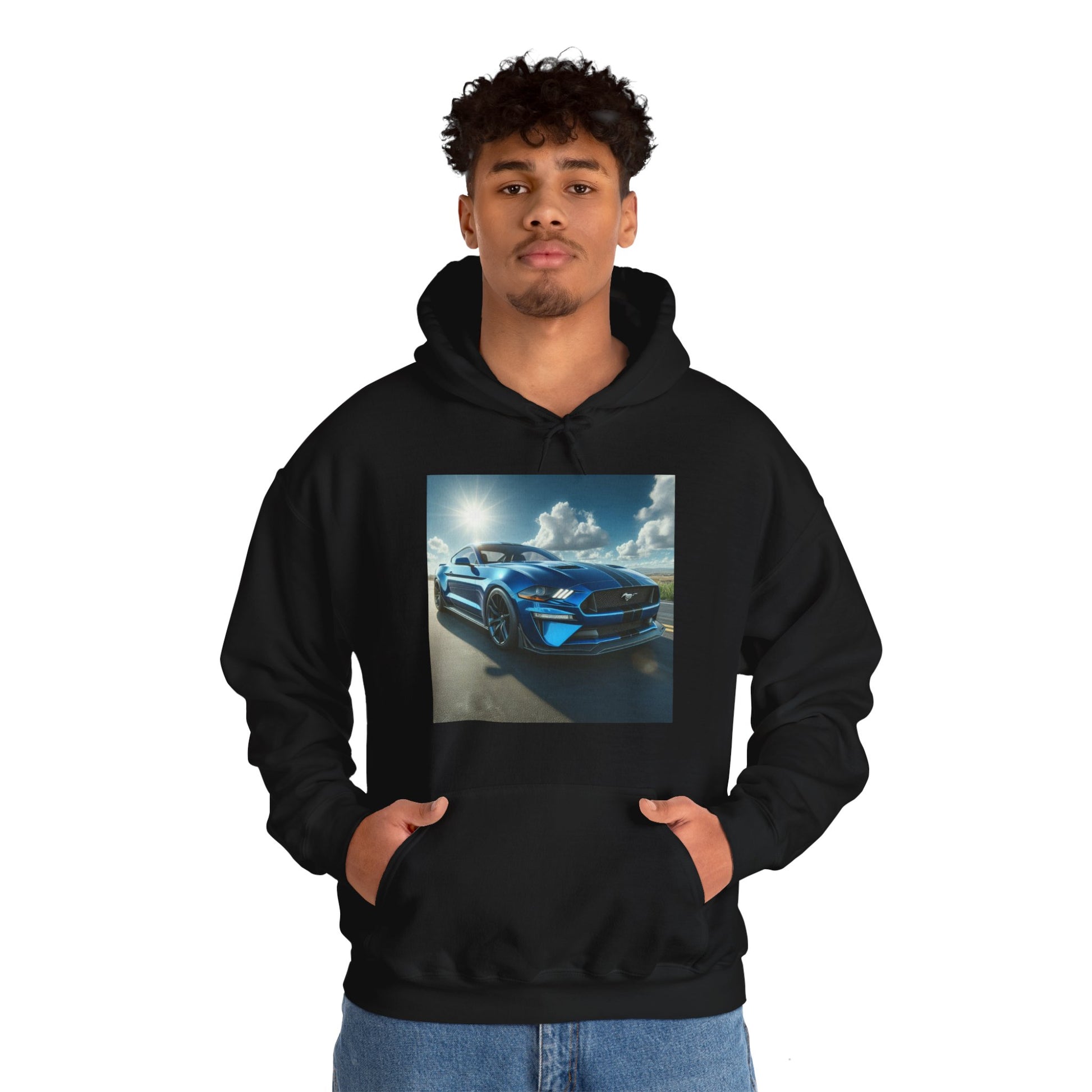 Blue Mustang Hoodie Hoodie Printify