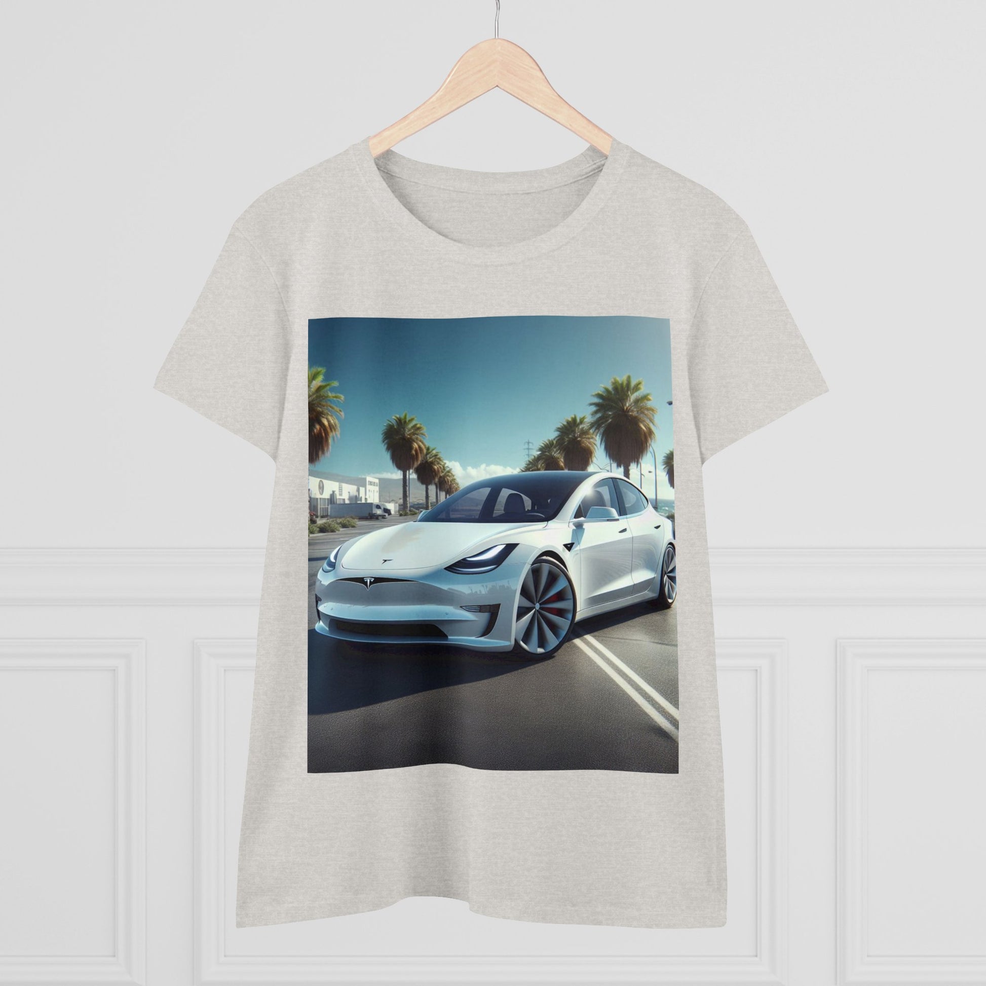White Tesla T-Shirt T-Shirt Printify