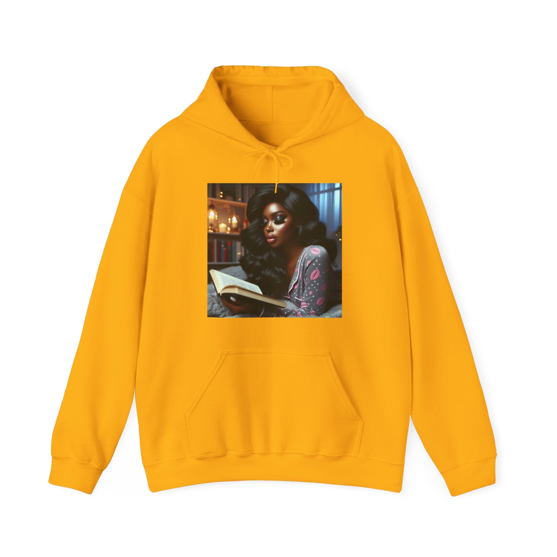 Late Night Book Hoodie Hoodie Printify Gold S