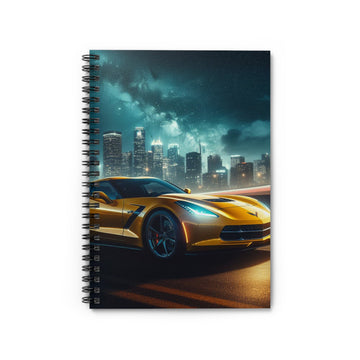 Yellow Corvette Spiral Notebook Paper products Printify One Size