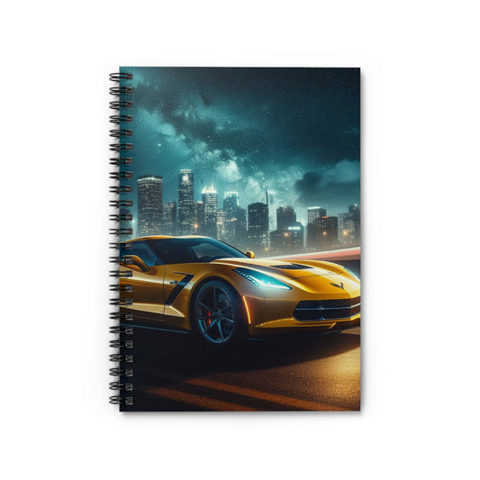 Yellow Corvette Spiral Notebook Paper products Printify One Size