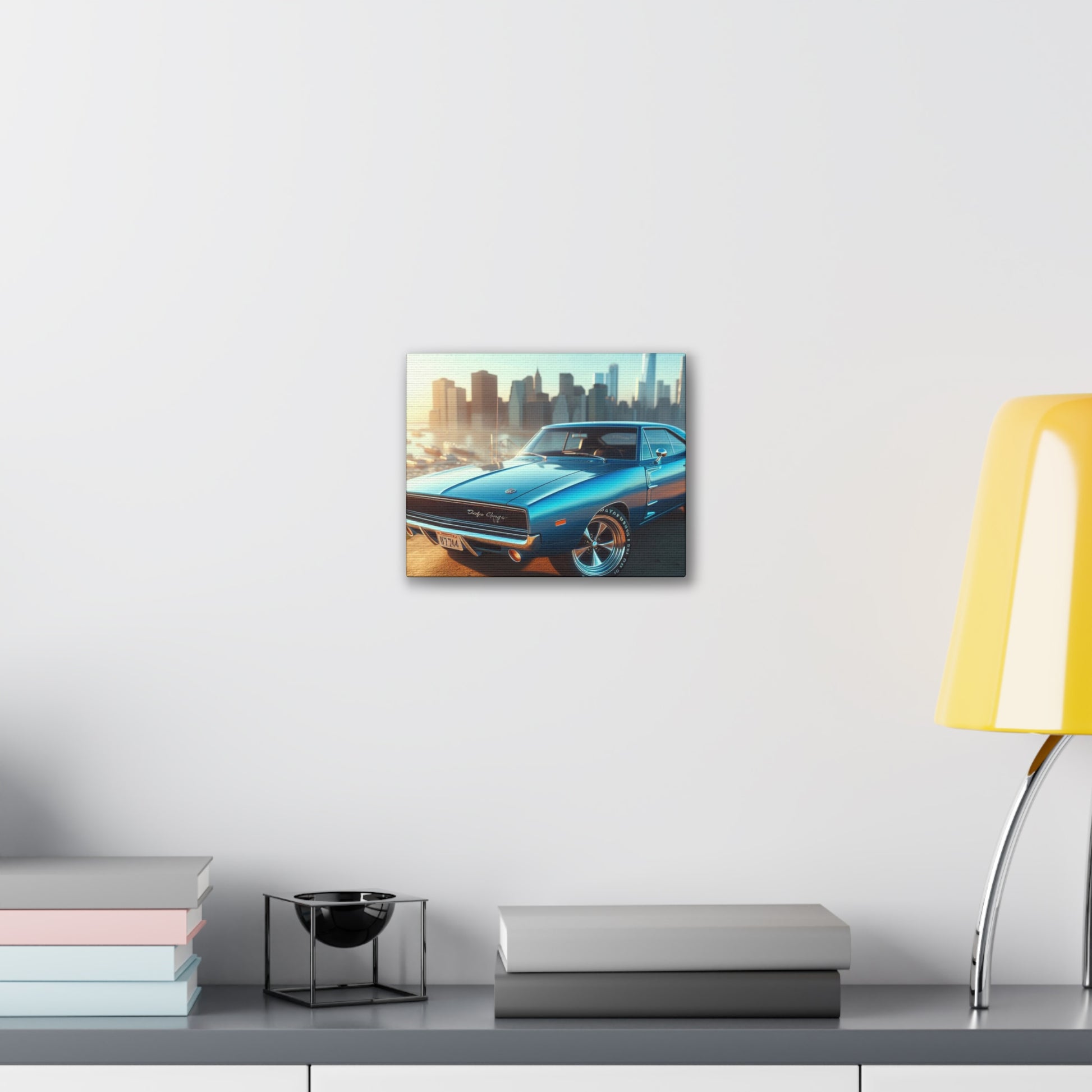 1970 Blue Dodge Charger Canvas Canvas Printify 10" x 8" (Horizontal) 0.75''