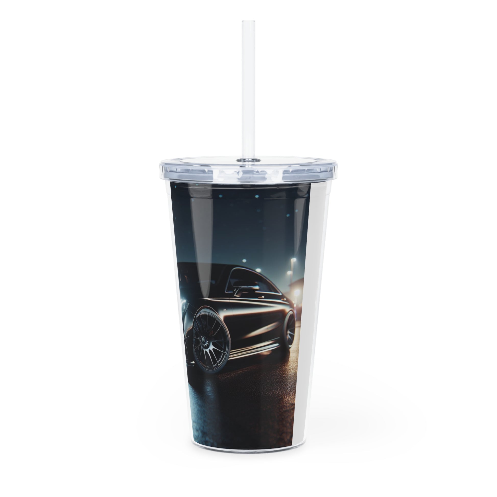 Black Mercedes Tumbler with Straw Mug Printify
