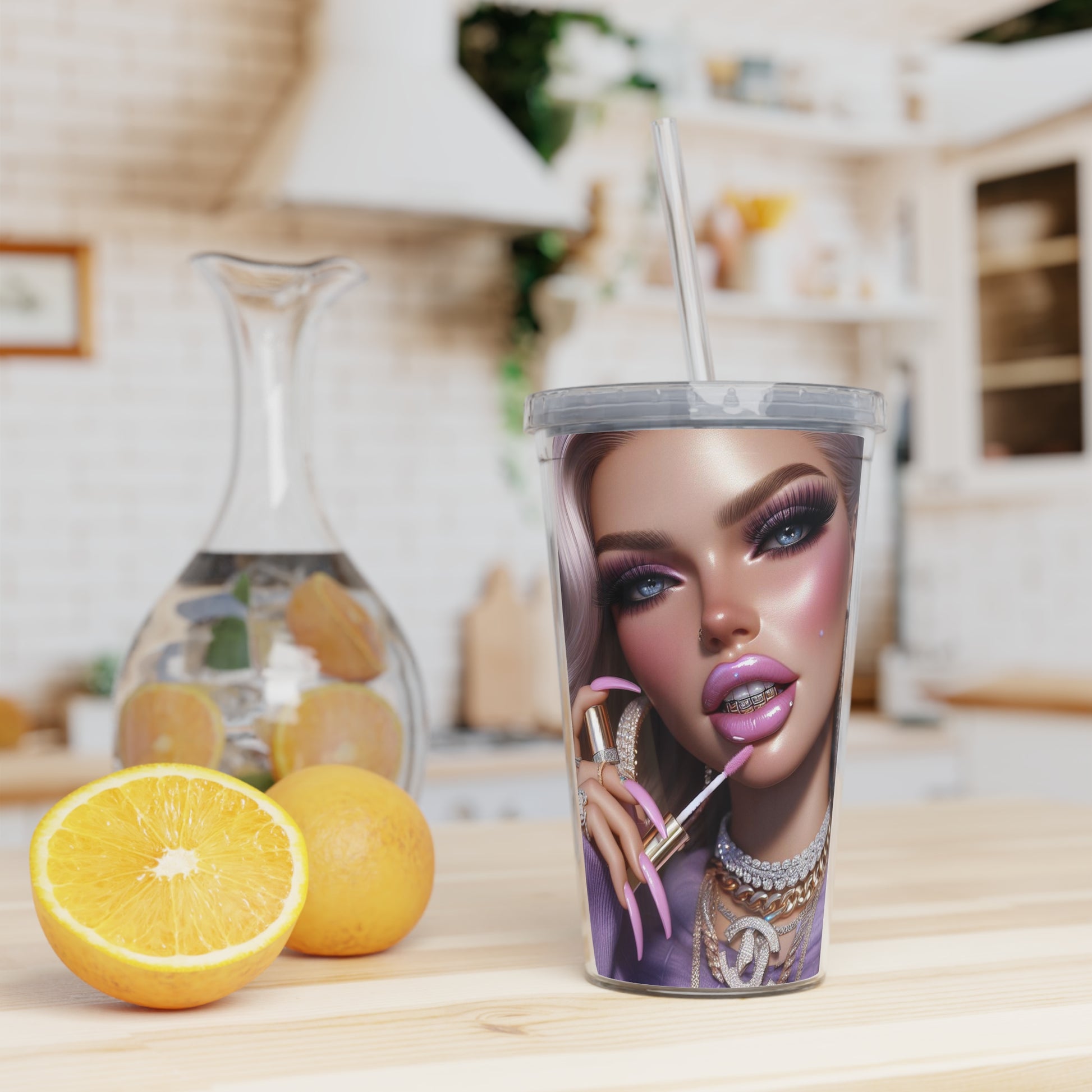 Gloss Up Tumbler with Straw Mug Printify