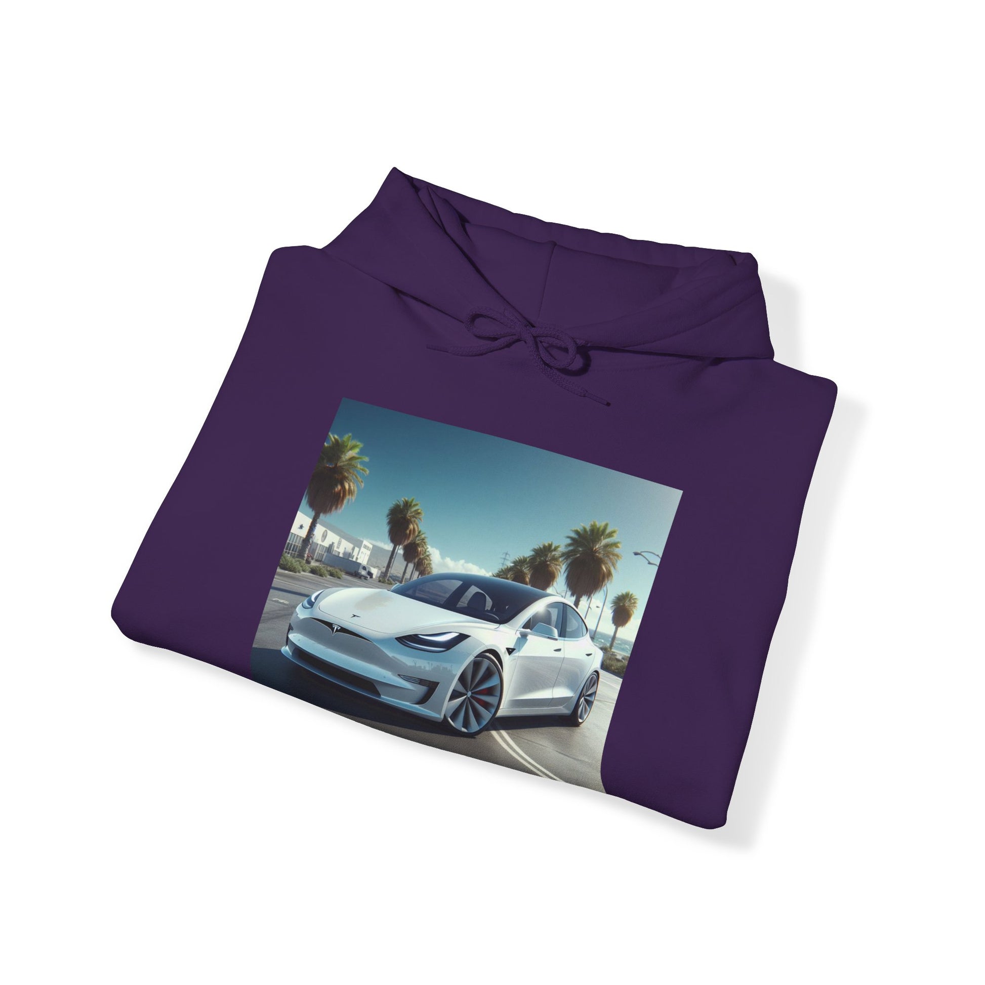 White Tesla Hoodie Hoodie Printify