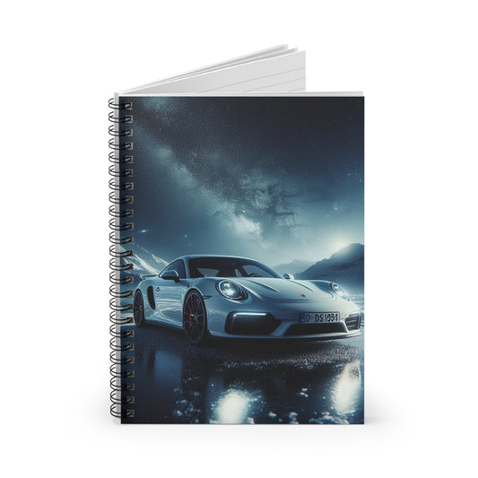 White Porsche Spiral Notebook Paper products Printify