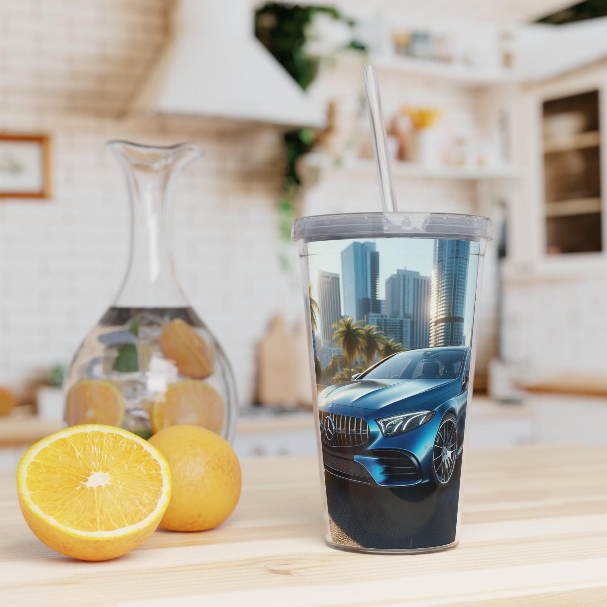 Blue Mercedes Tumbler with Straw Mug Printify