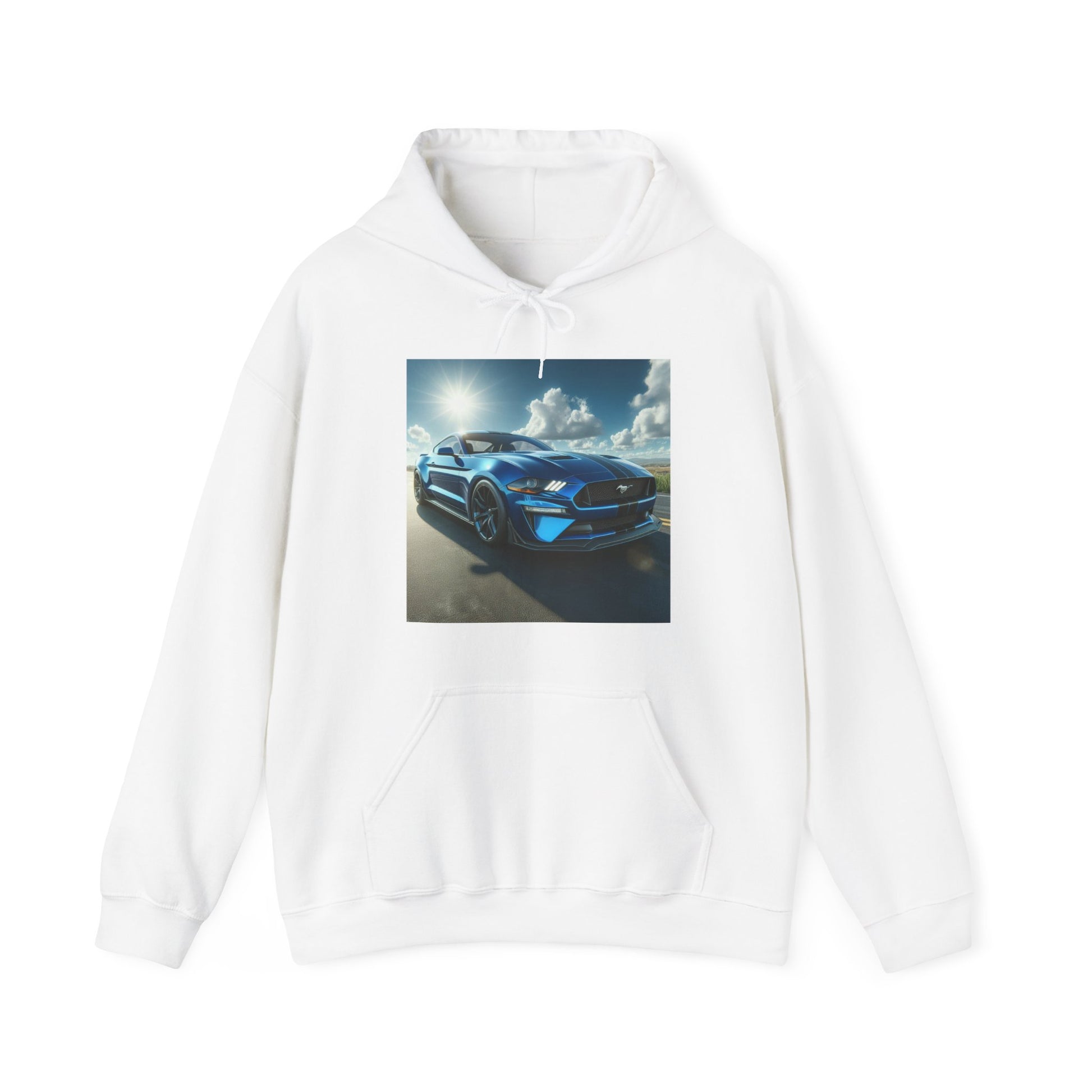 Blue Mustang Hoodie Hoodie Printify White S