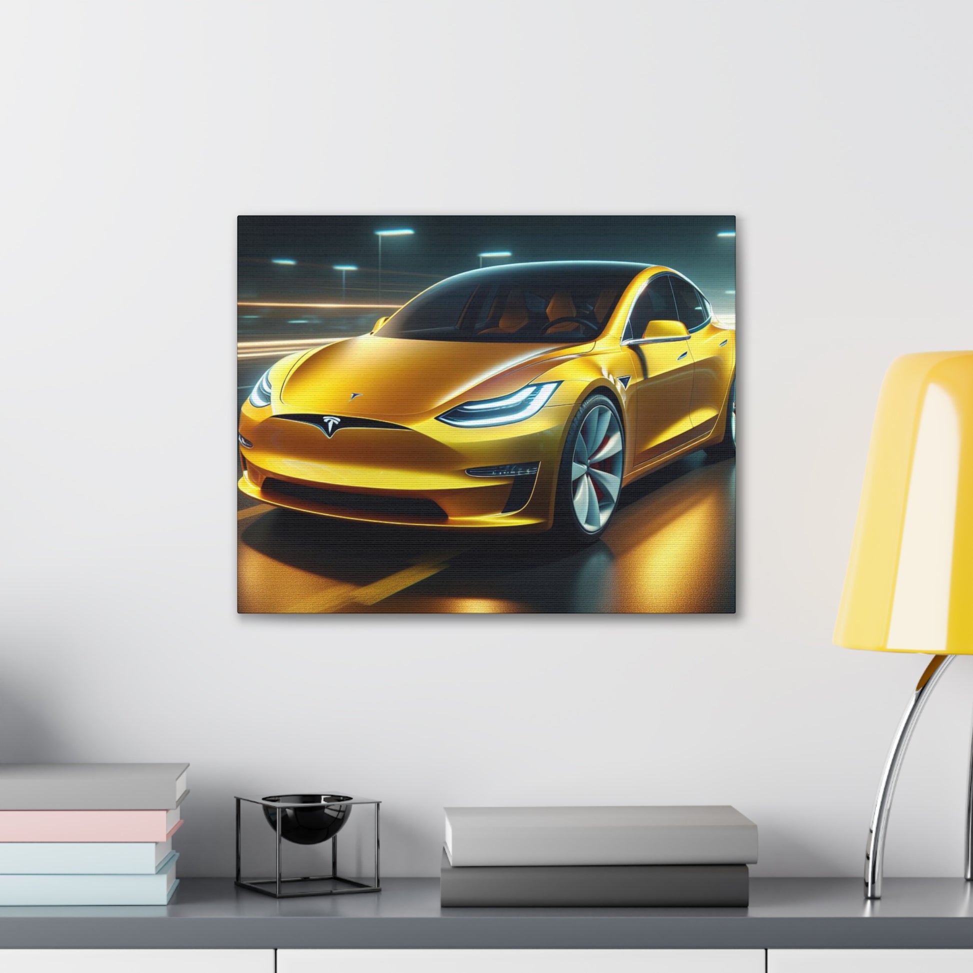 Yellow Tesla Canvas Canvas Printify 20″ x 16″ (Horizontal) 0.75''