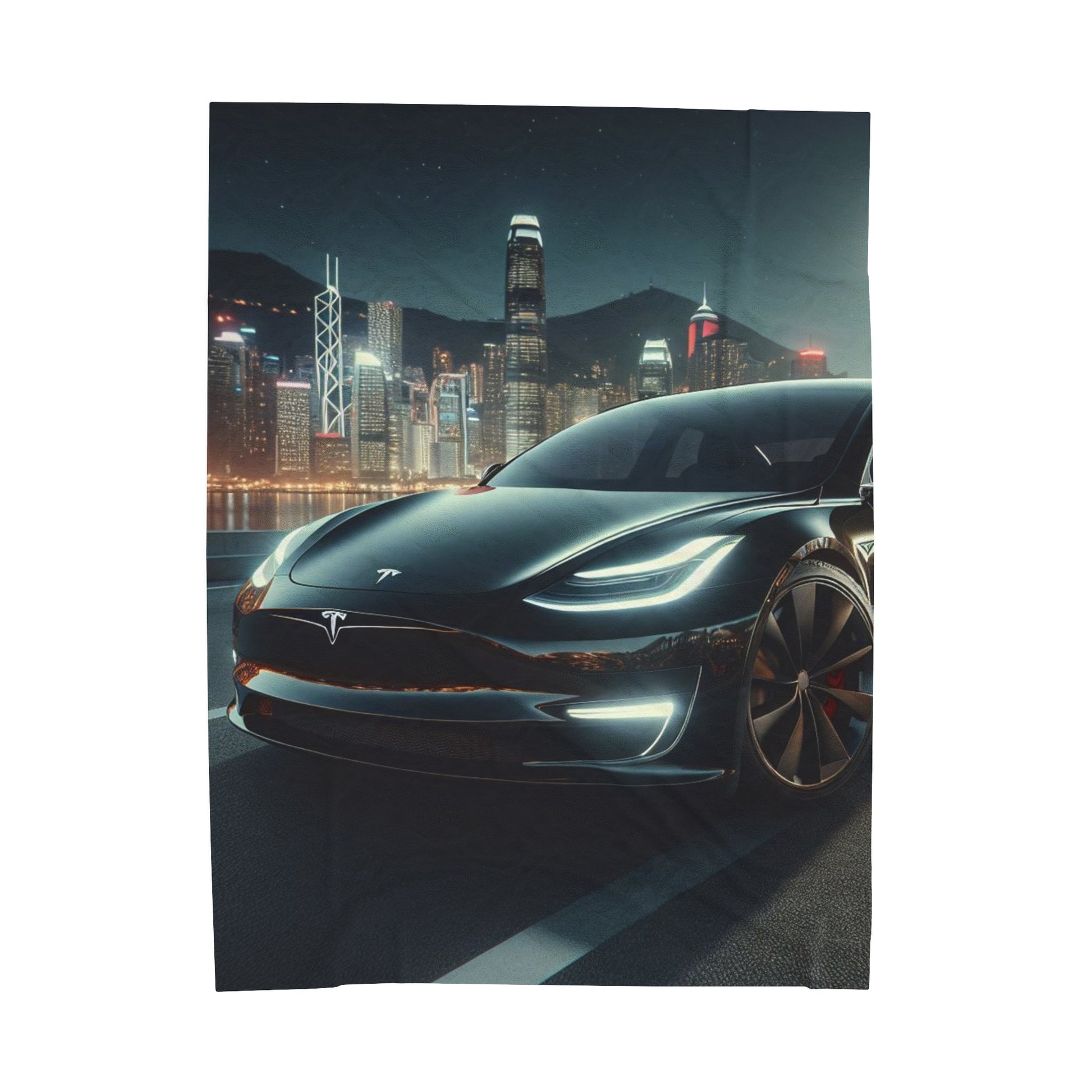 Black Tesla Plush Blanket All Over Prints Printify 60" × 80"