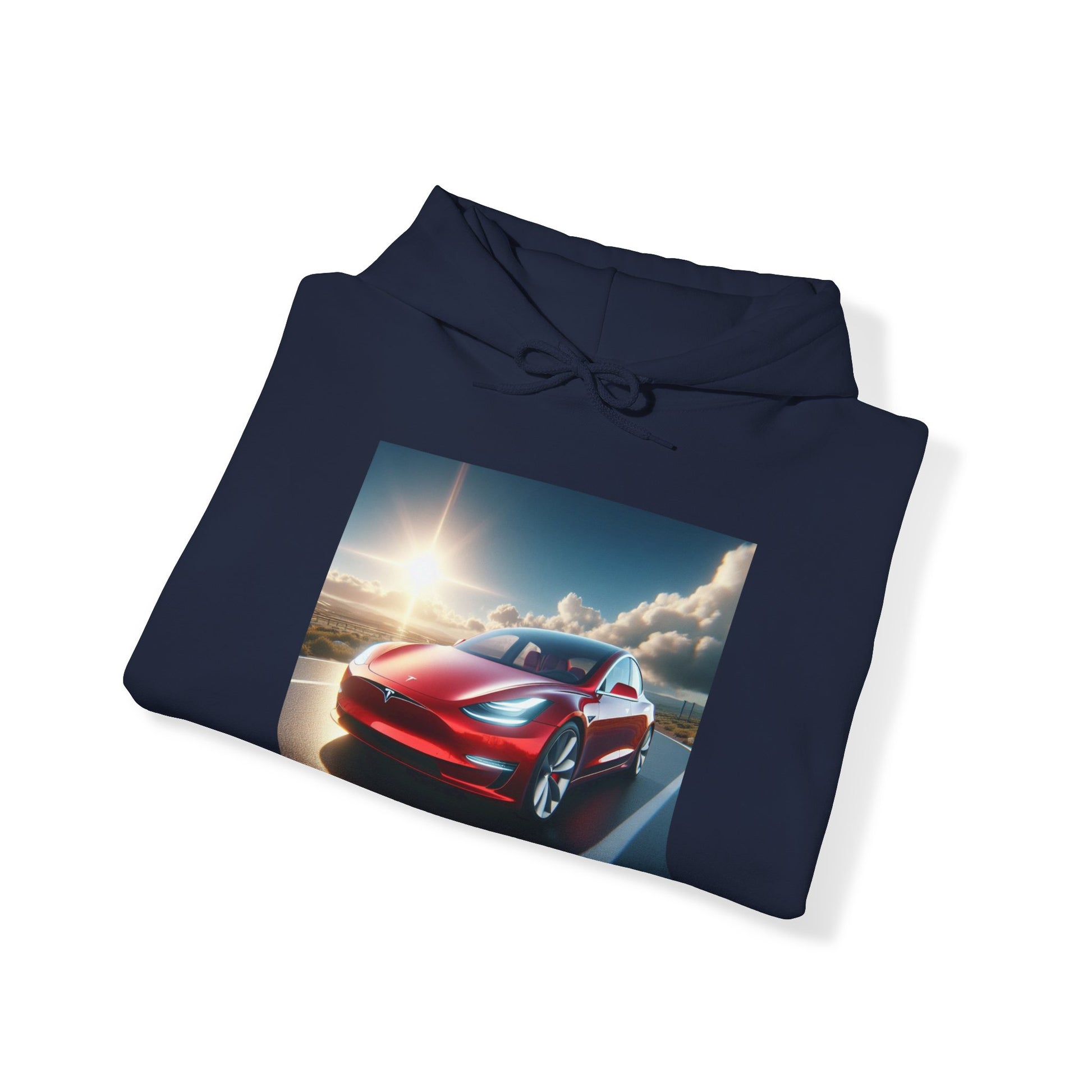 Red Tesla Hoodie Hoodie Printify