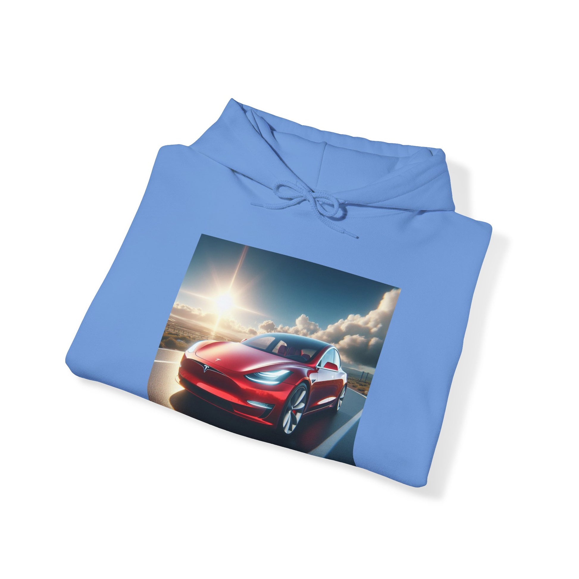 Red Tesla Hoodie Hoodie Printify