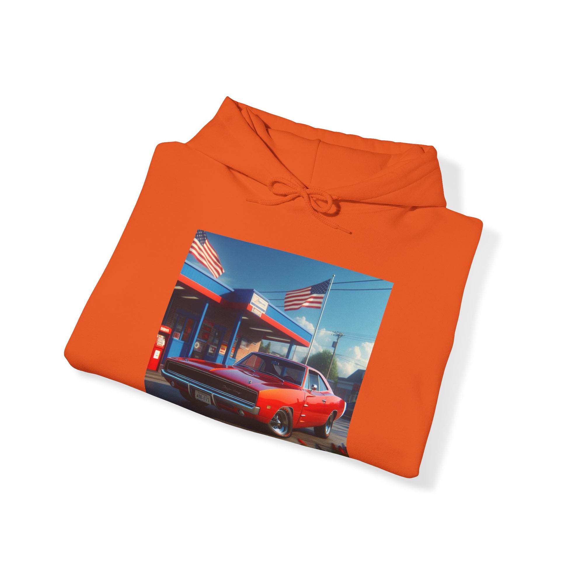 1970 Red Dodge Charger Hoodie Hoodie Printify