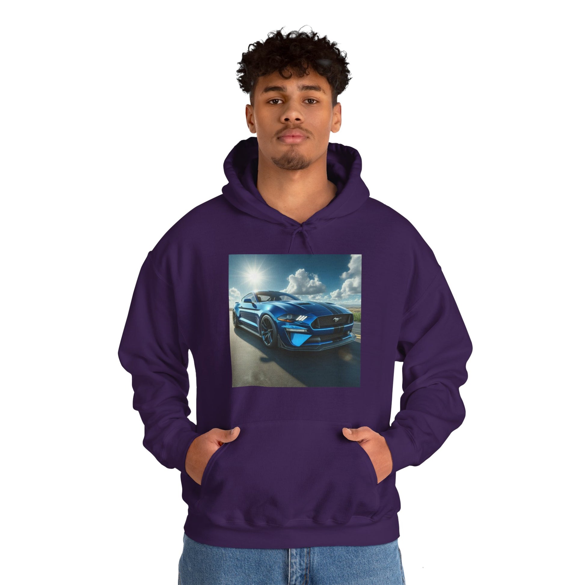 Blue Mustang Hoodie Hoodie Printify