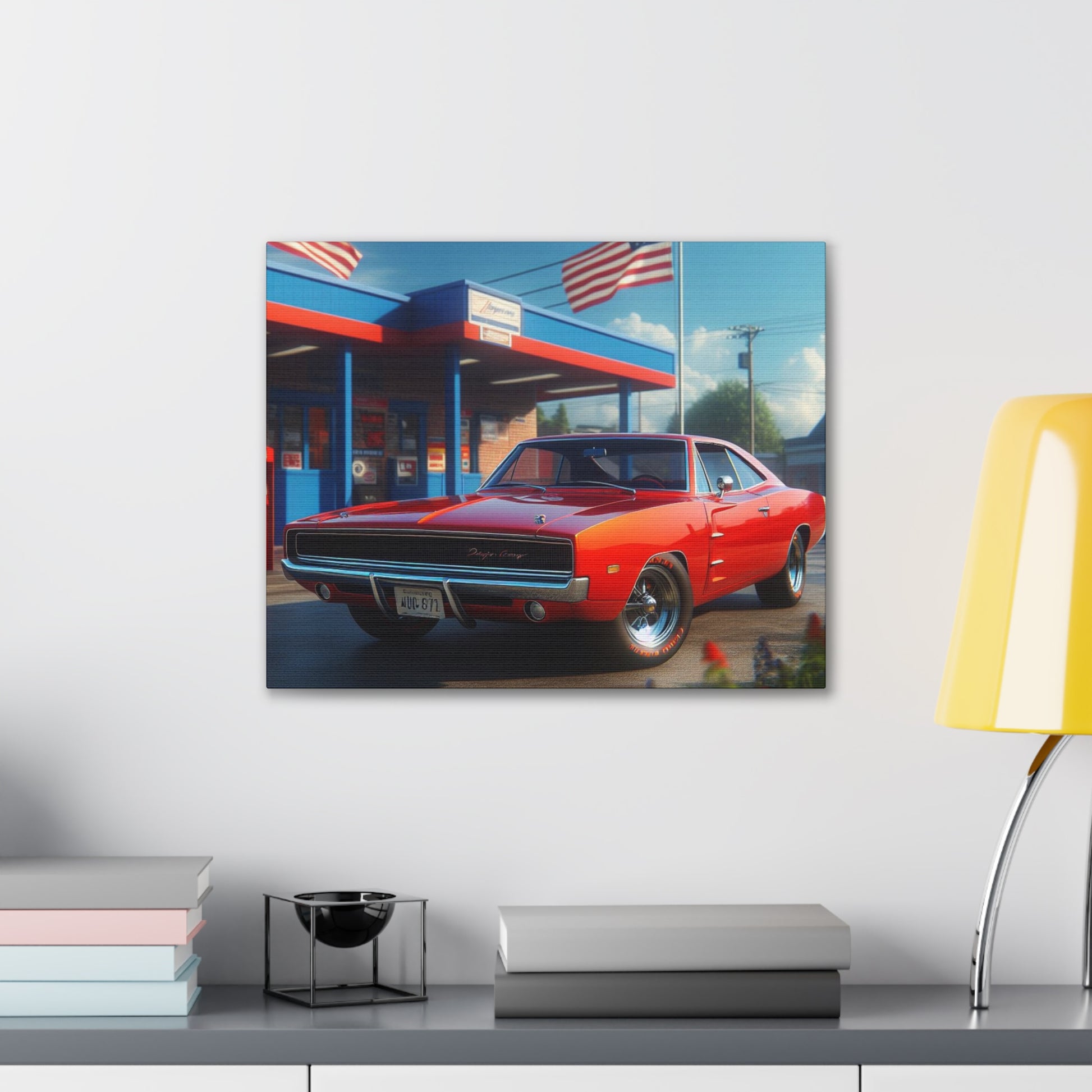 1970 Red Dodge Charger Canvas Canvas Printify 20″ x 16″ (Horizontal) 0.75''