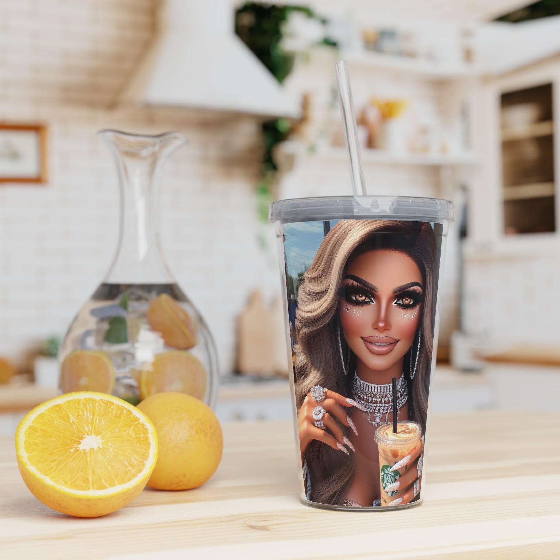 Coffee Beauty Tumbler with Straw Mug Printify