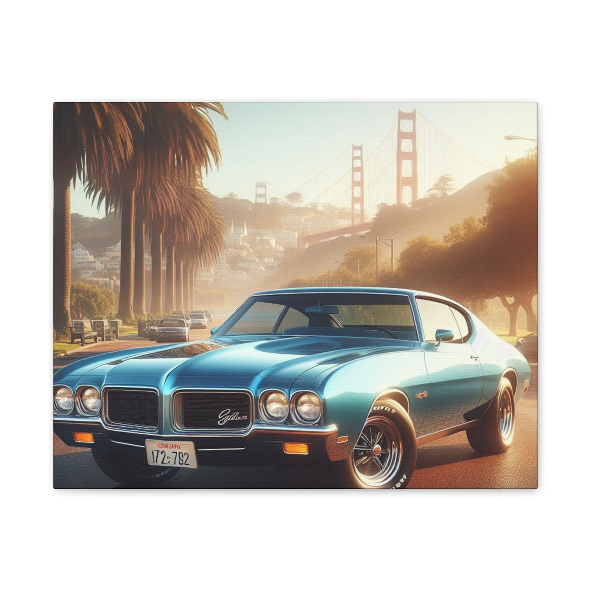 1972 Blue Buick Gran Sport Canvas Canvas Printify