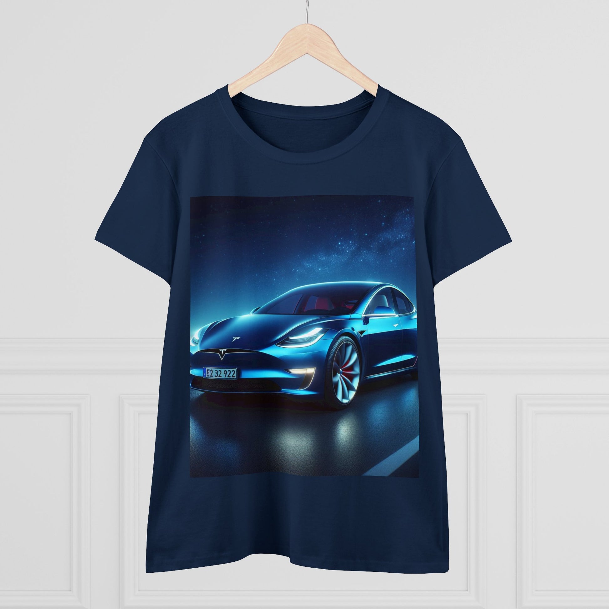 Blue Tesla T-Shirt T-Shirt Printify