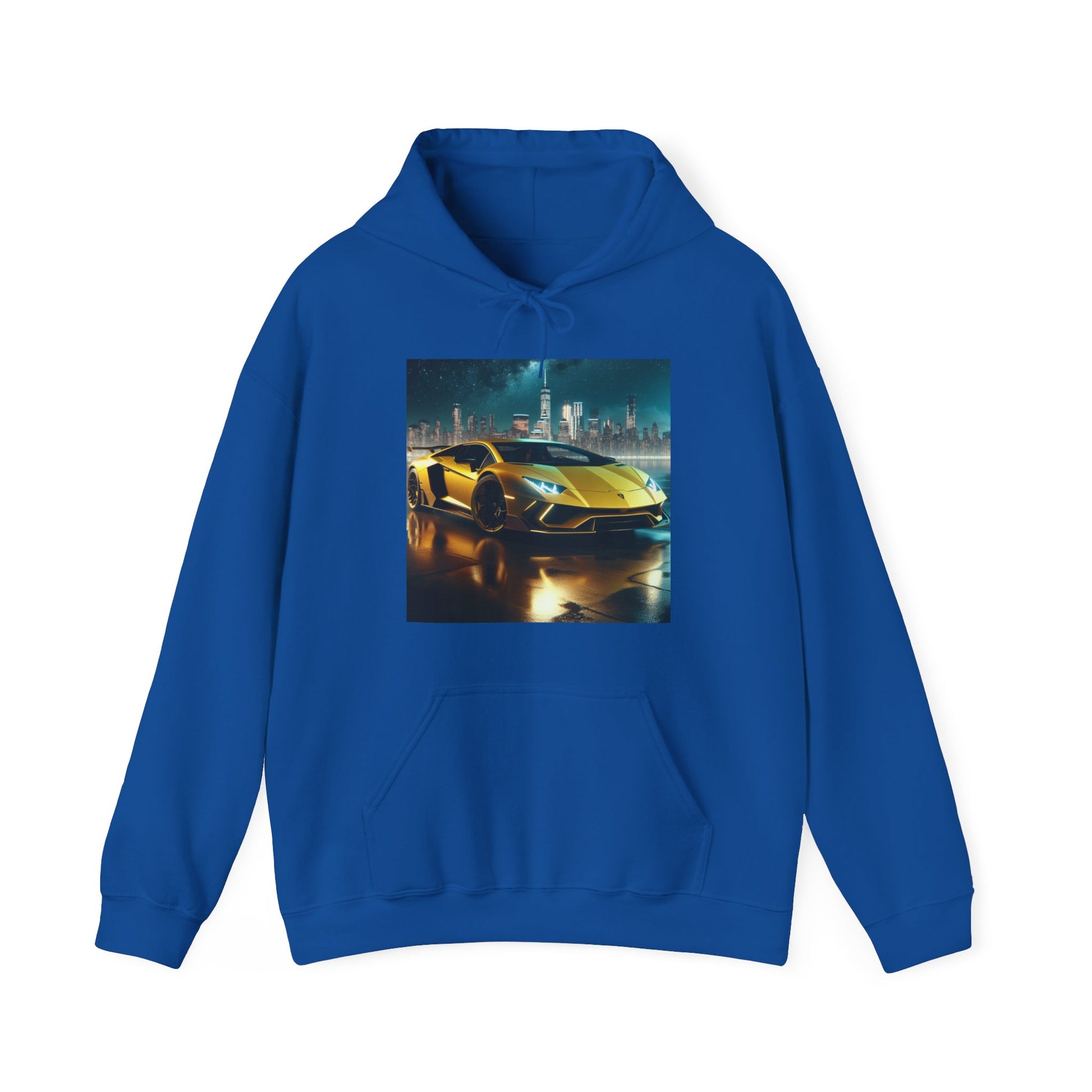 Yellow Lamborghini Hoodie Hoodie Printify Royal S