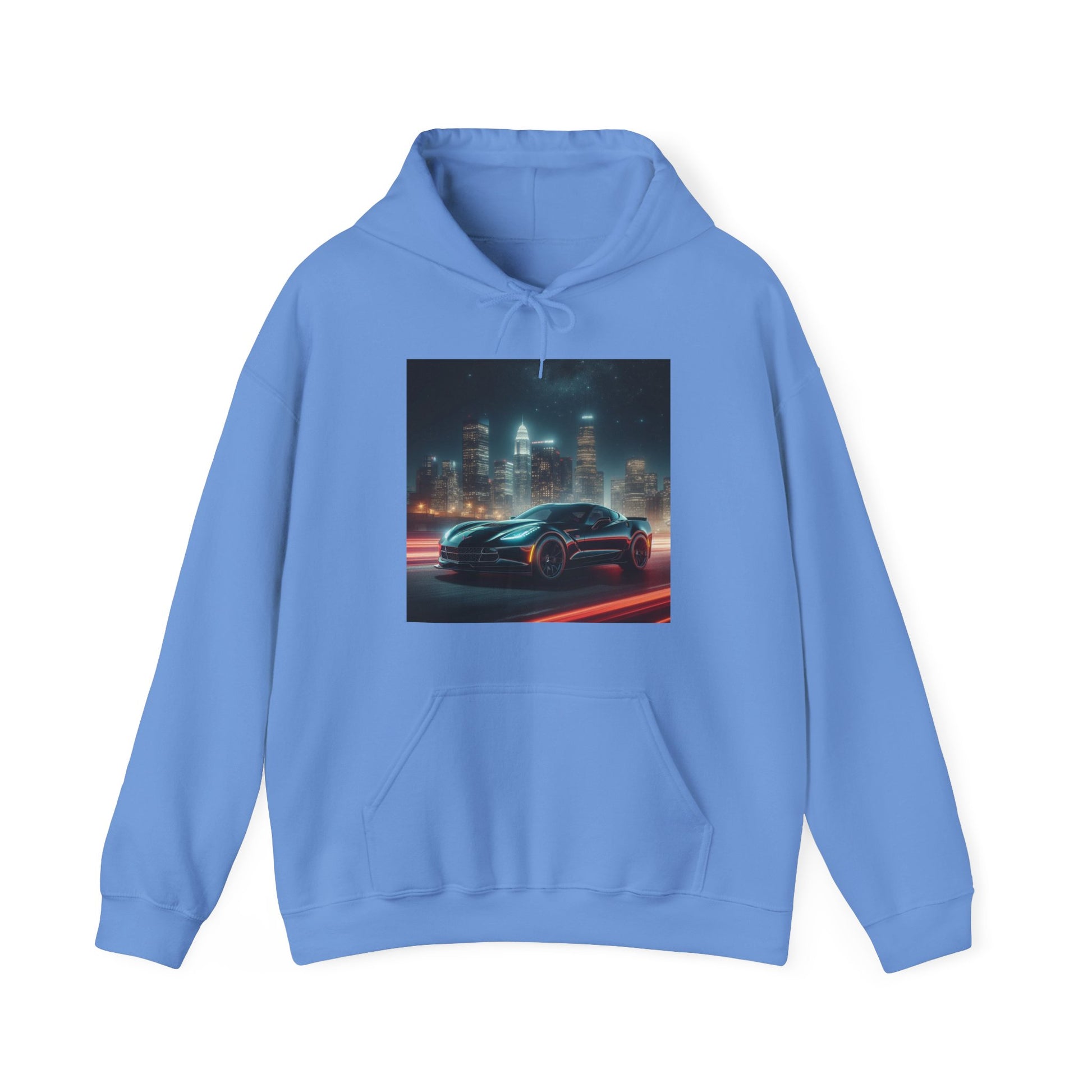 Black Corvette Hoodie Hoodie Printify Carolina Blue S