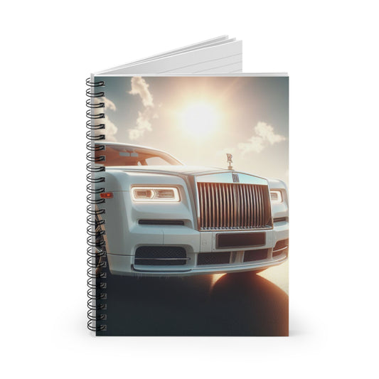 White Rolls Royce Spiral Notebook Paper products Printify