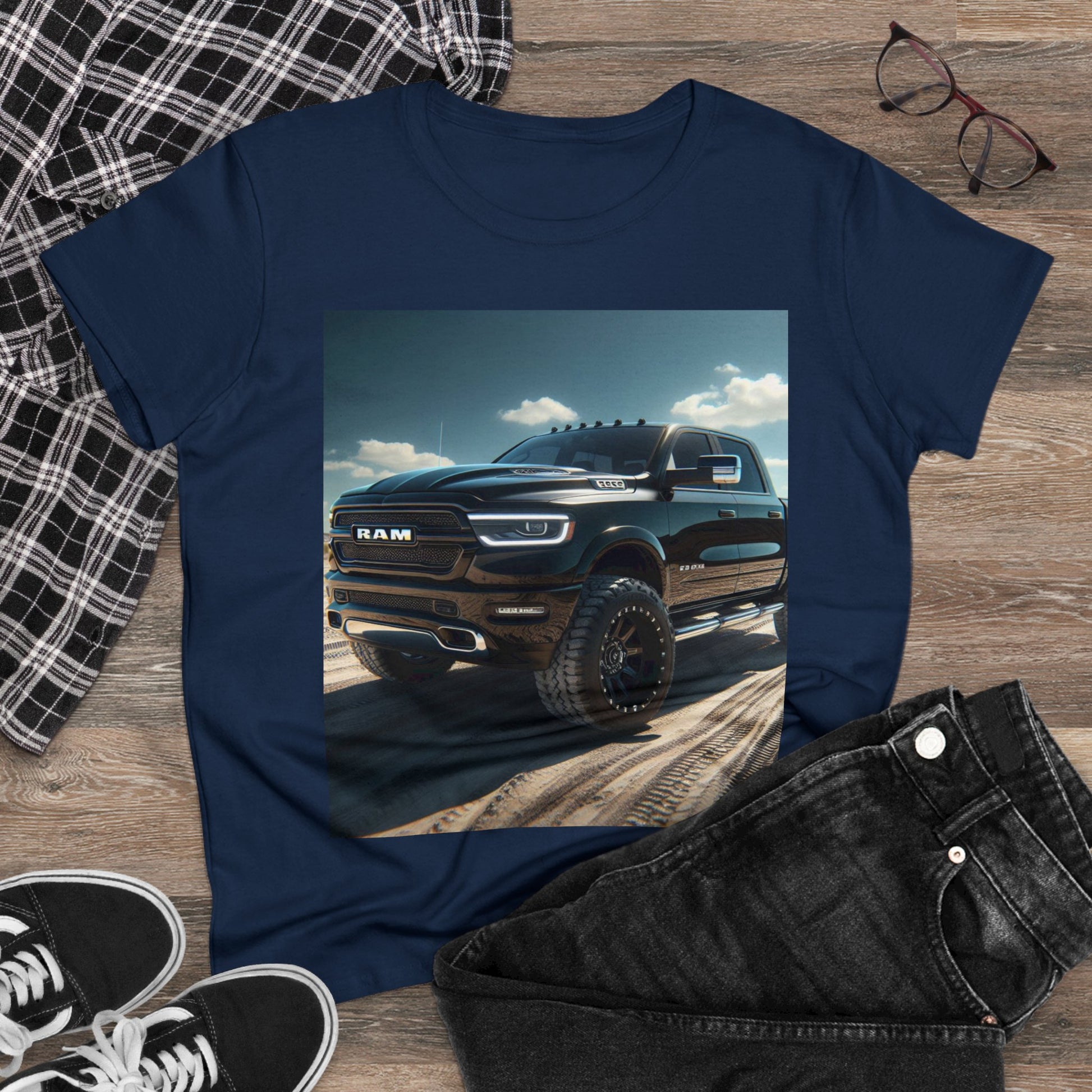 Black Dodge Ram T-Shirt T-Shirt Printify