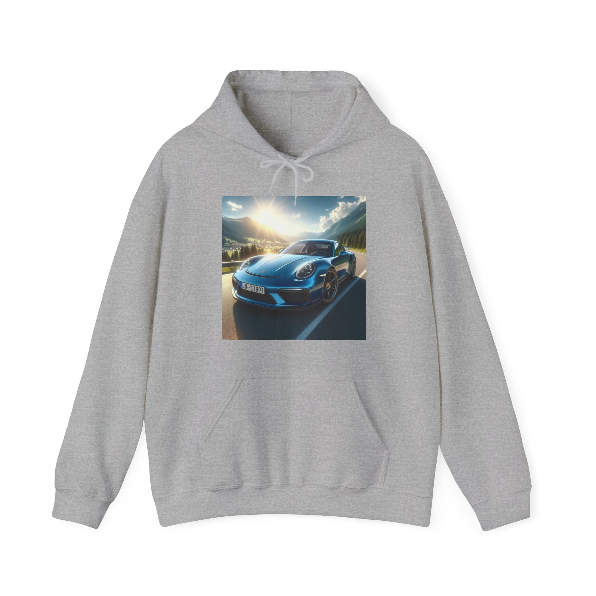 Blue Porsche Hoodie Hoodie Printify Sport Grey S