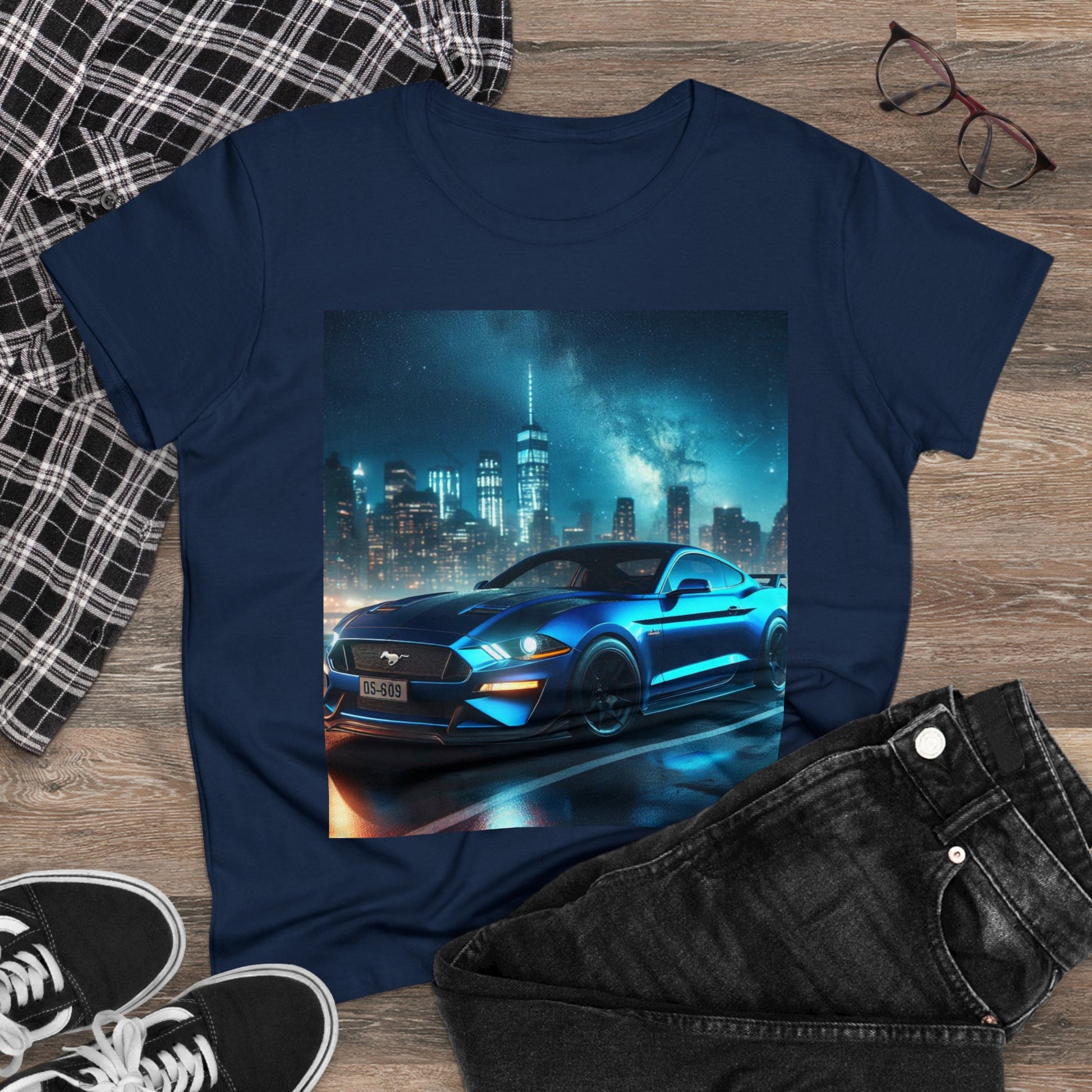 Blue Mustang T-Shirt T-Shirt Printify