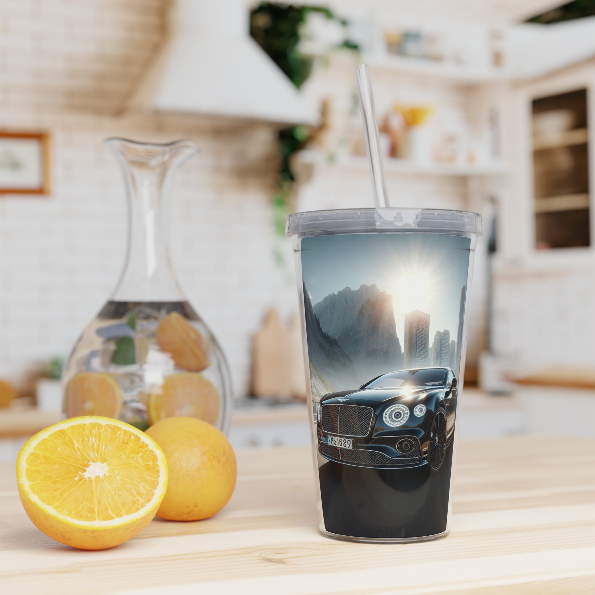 Black Bentley Tumbler with Straw Mug Printify